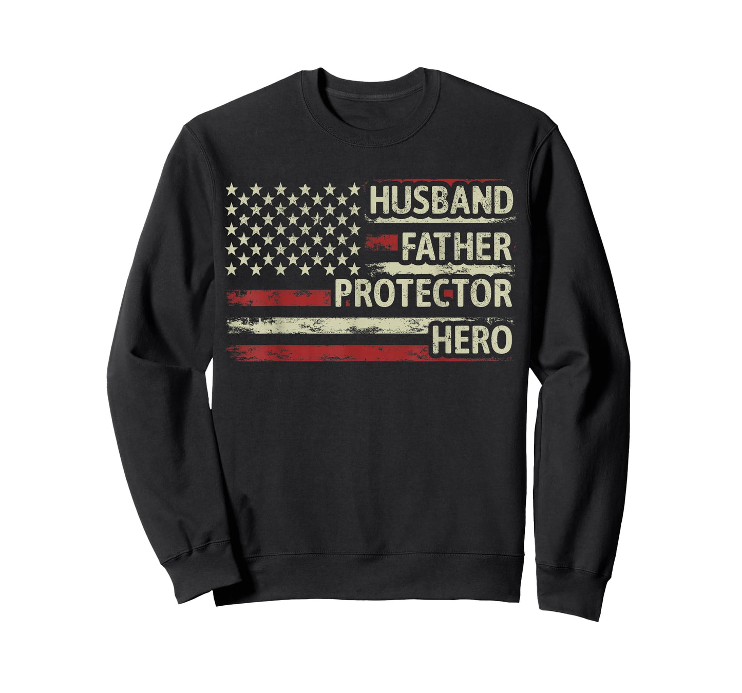 Mens Husband Father Protector Hero Dad American Flag Fathers Day T-Shirt