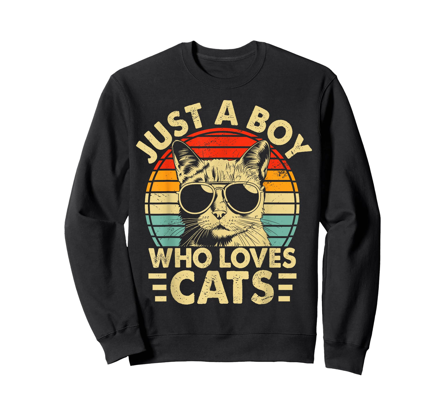 Vintage Just A Boy Who Loves Cats Boy Kitten Cat Lover Boys T-Shirt