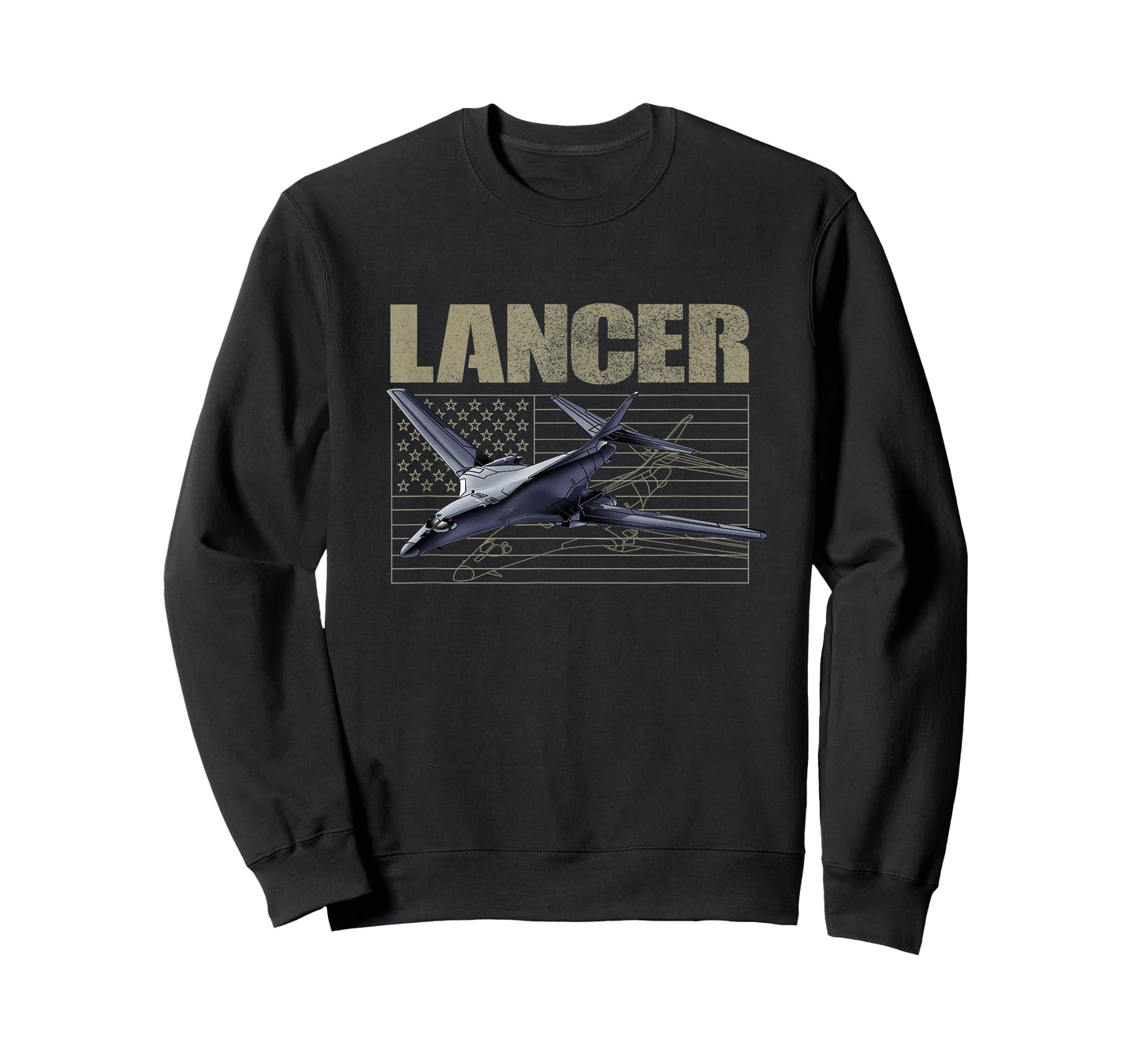 USA B1 Lancer Military Jet Bomber Airplane American Flag Women Kids Men T-Shirt