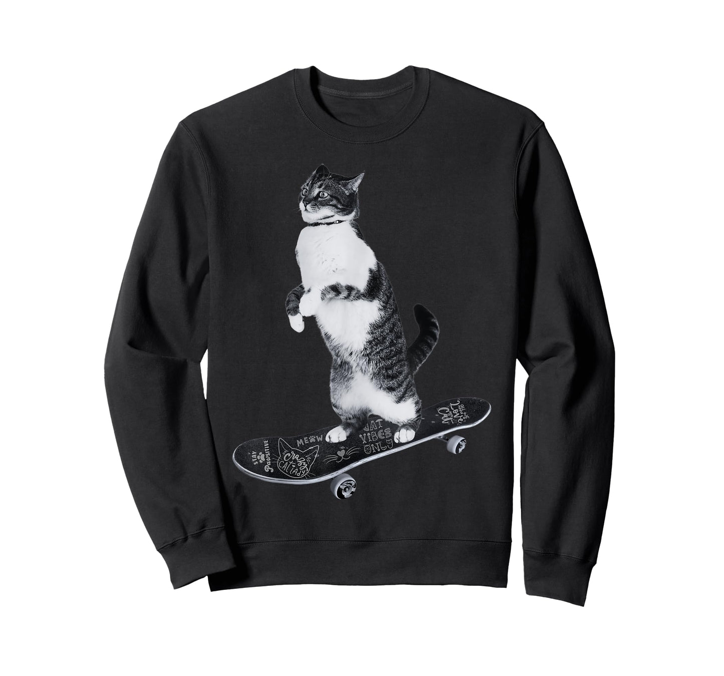 Funny Cats Lovers Skateboarding Cat T-Shirt for Men Women Girls Kids