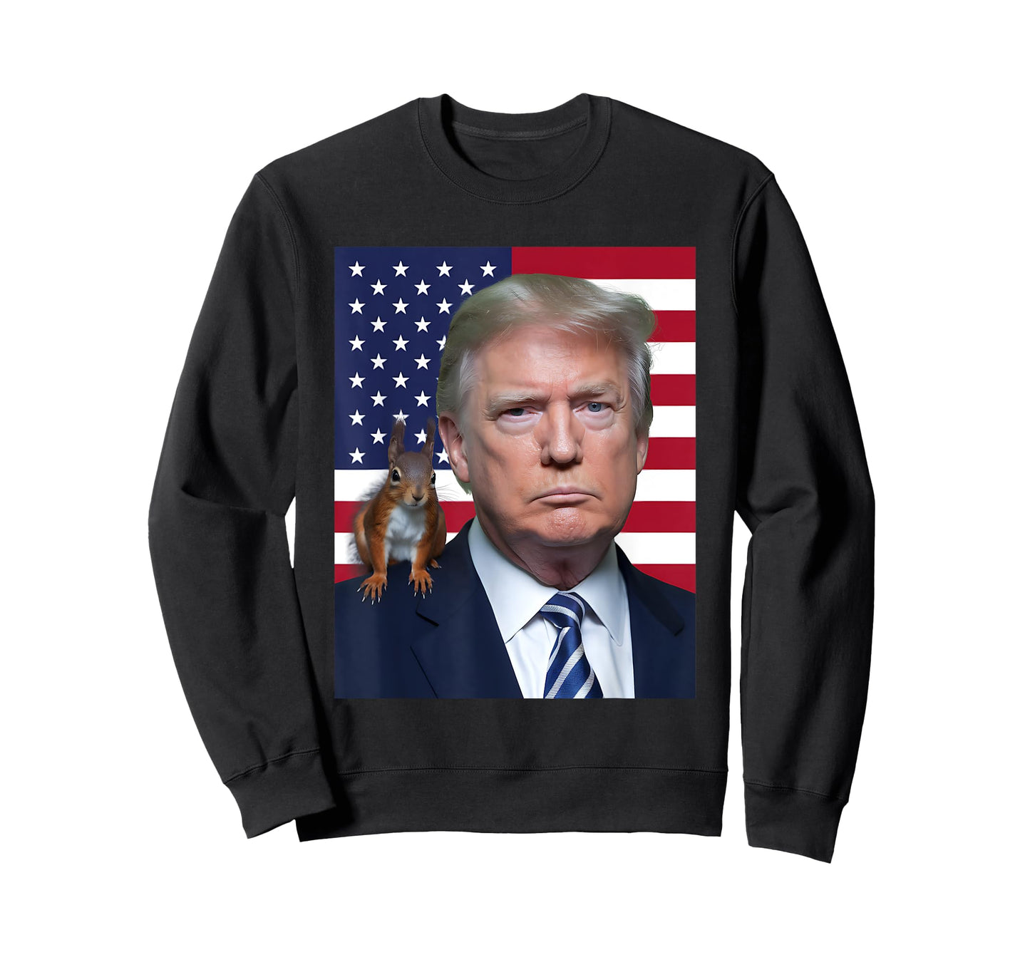 Trump With A Squirrel, Trump Will Save The Squirrels US Flag T-Shirt