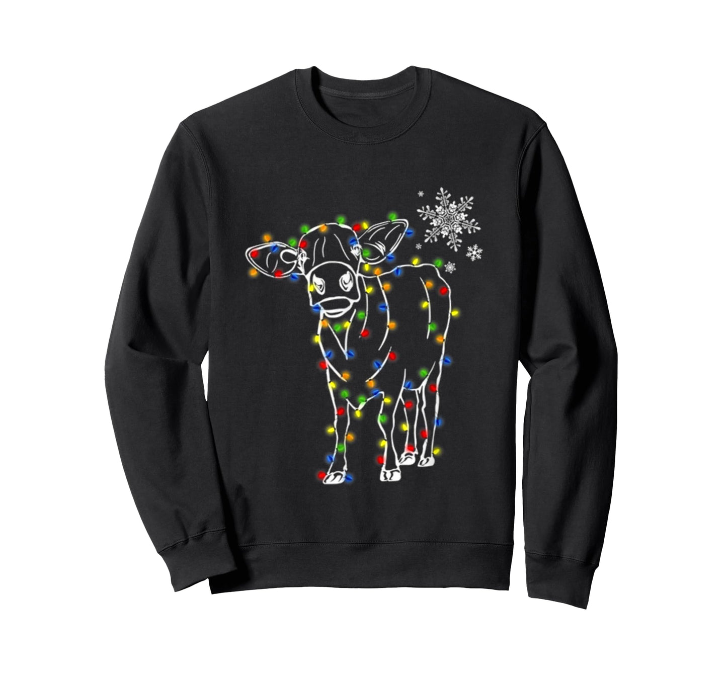 Cow Christmas Light Tree Cow Xmas Snow Lover T-Shirt