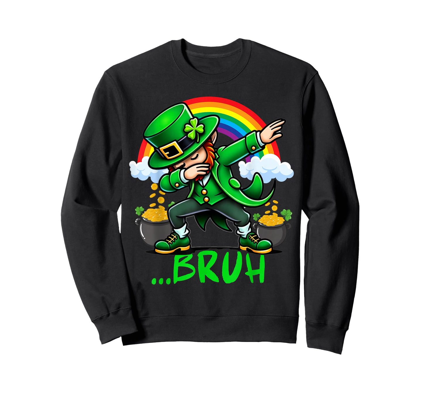 Bruh Dabbing Leprechaun Funny St Patricks Day Boys Kids T-Shirt