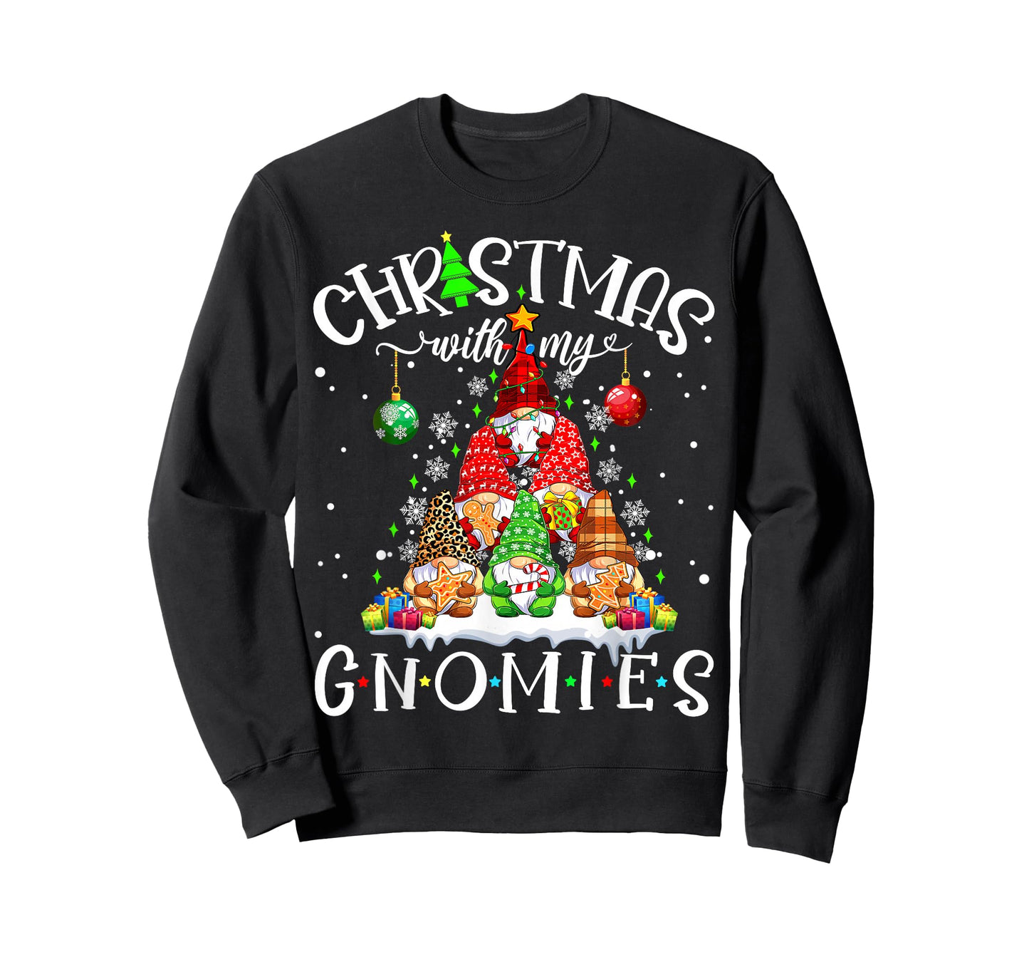 Christmas With My Gnomies Xmas Pajama Pine Tree Gnome Garden T-Shirt
