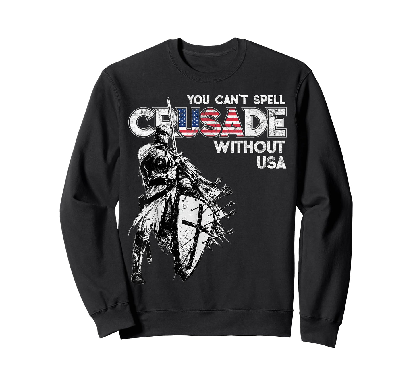 USA Crusade Design Knights Templar American Flag, Distressed T-Shirt