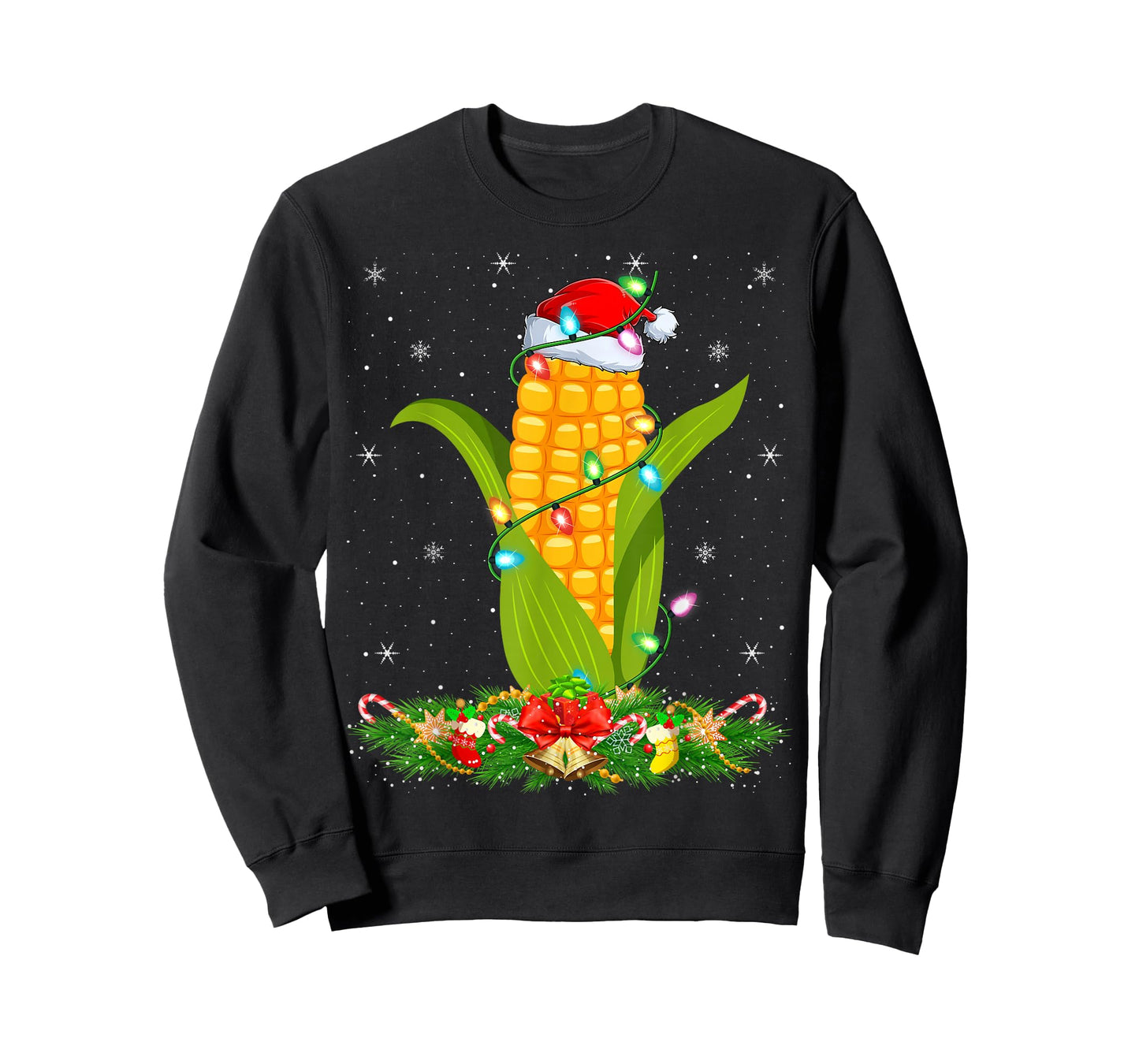 Corn Christmas Lights Funny Santa Hat Corn Xmas T-Shirt