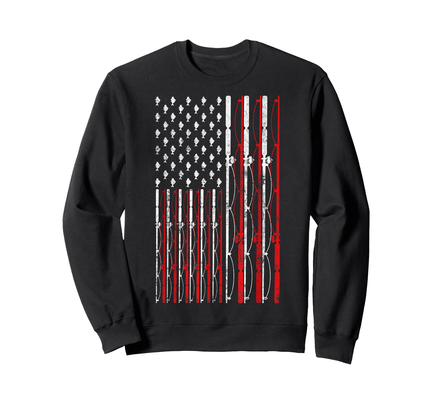 Fishing Rod American Flag Funny Vintage Fishing T-Shirt Small
