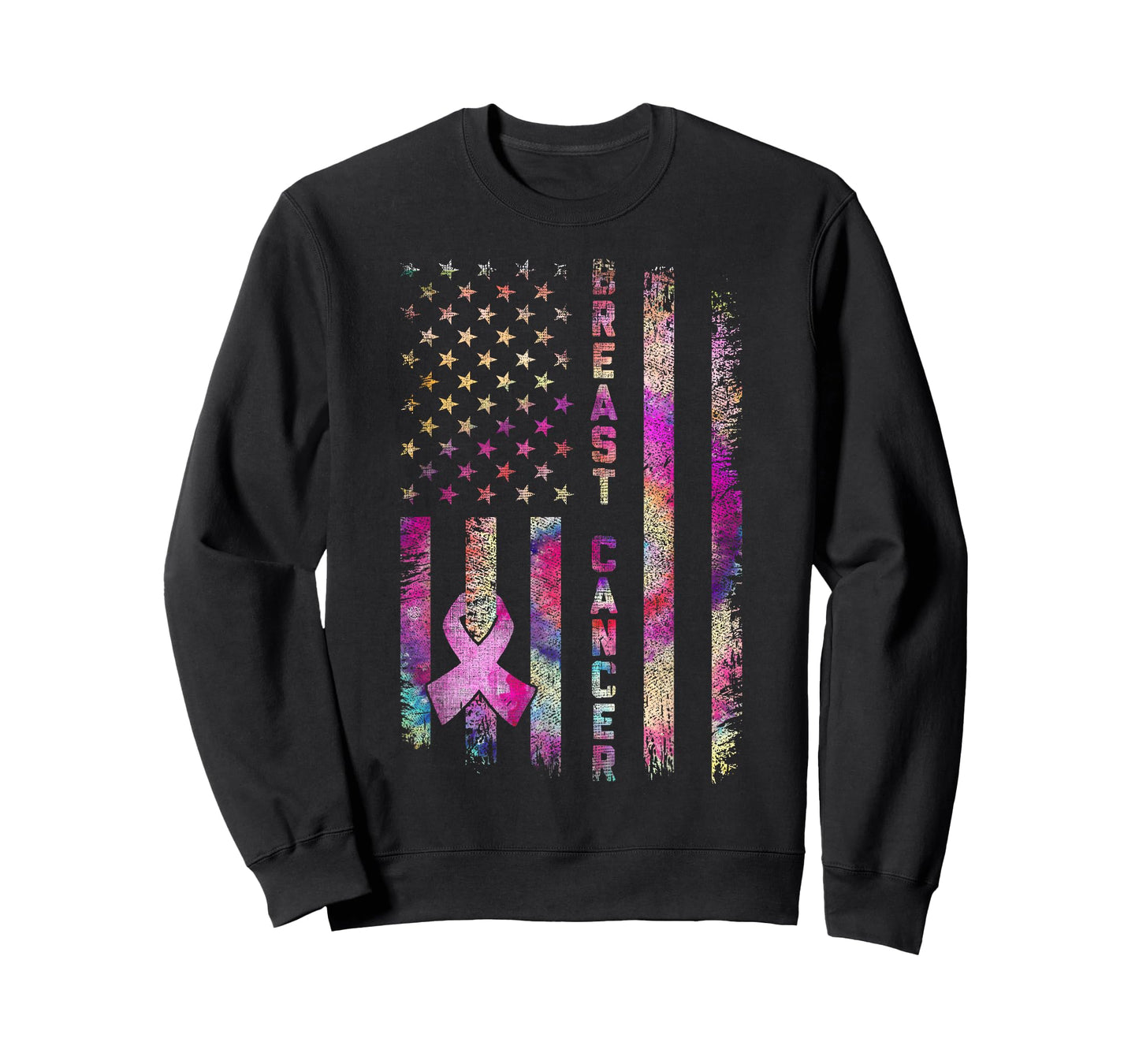 American Flag Breast Cancer Awareness Support Tie Dye T-Shirt
