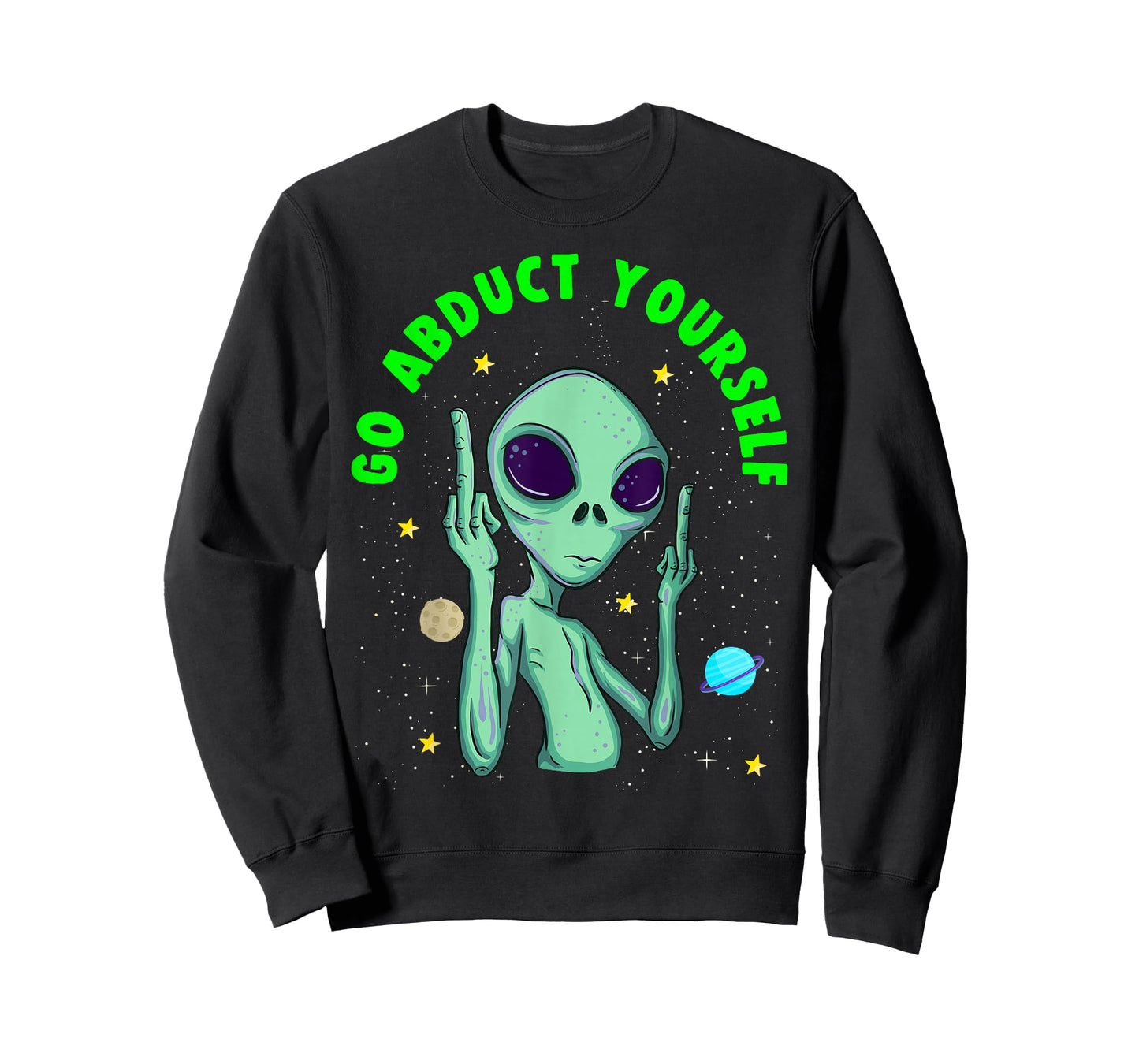 Funny Alien Middle Finger T-Shirt Flipping Double Birds T-Shirt