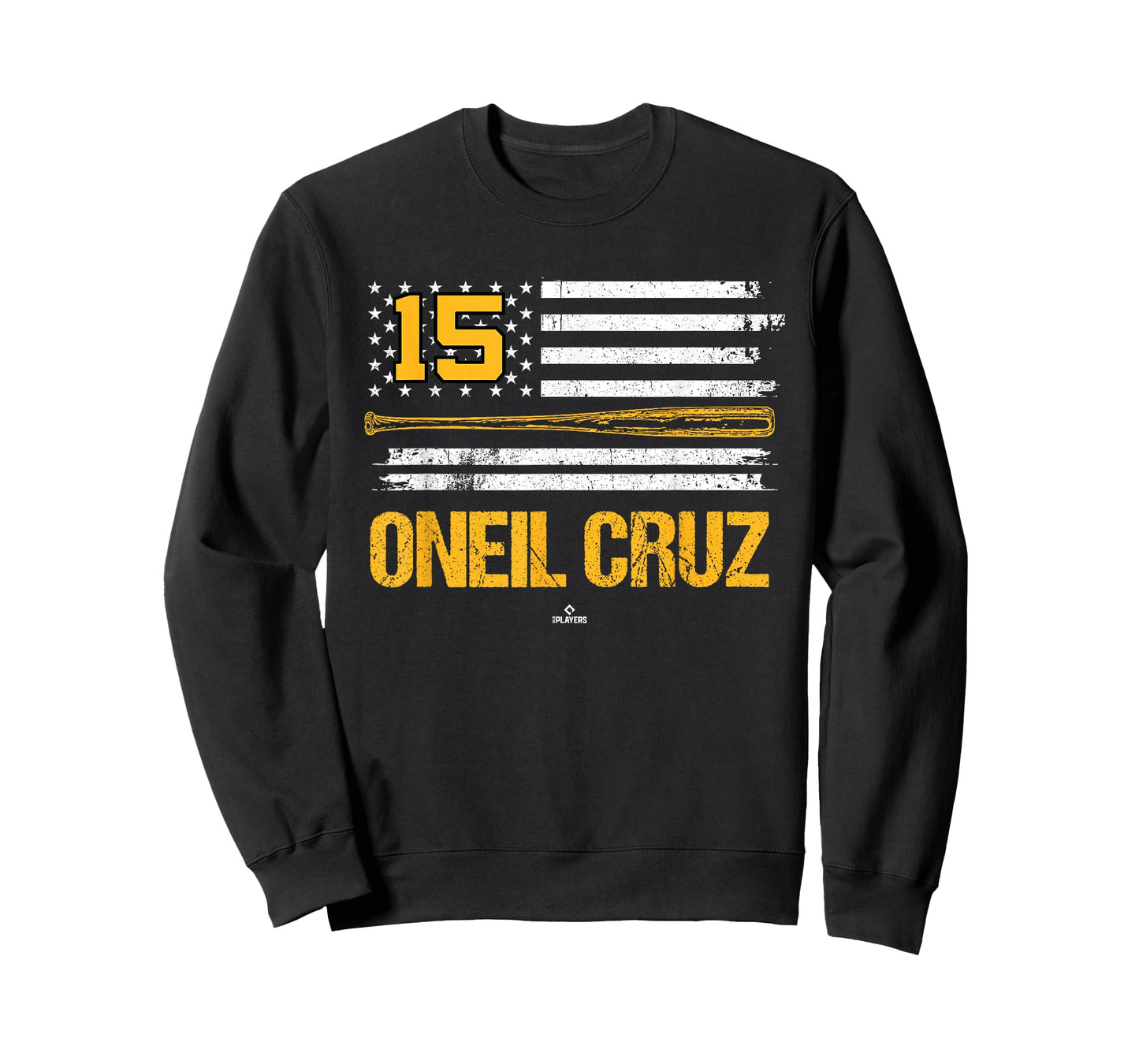 USA Flag Bat Oneil Cruz Pittsburgh Baseball MLBPA T-Shirt