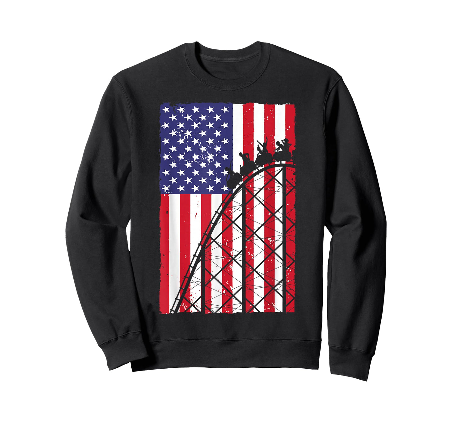 Funny Roller Coaster Art For Men Women Rollercoaster US Flag T-Shirt