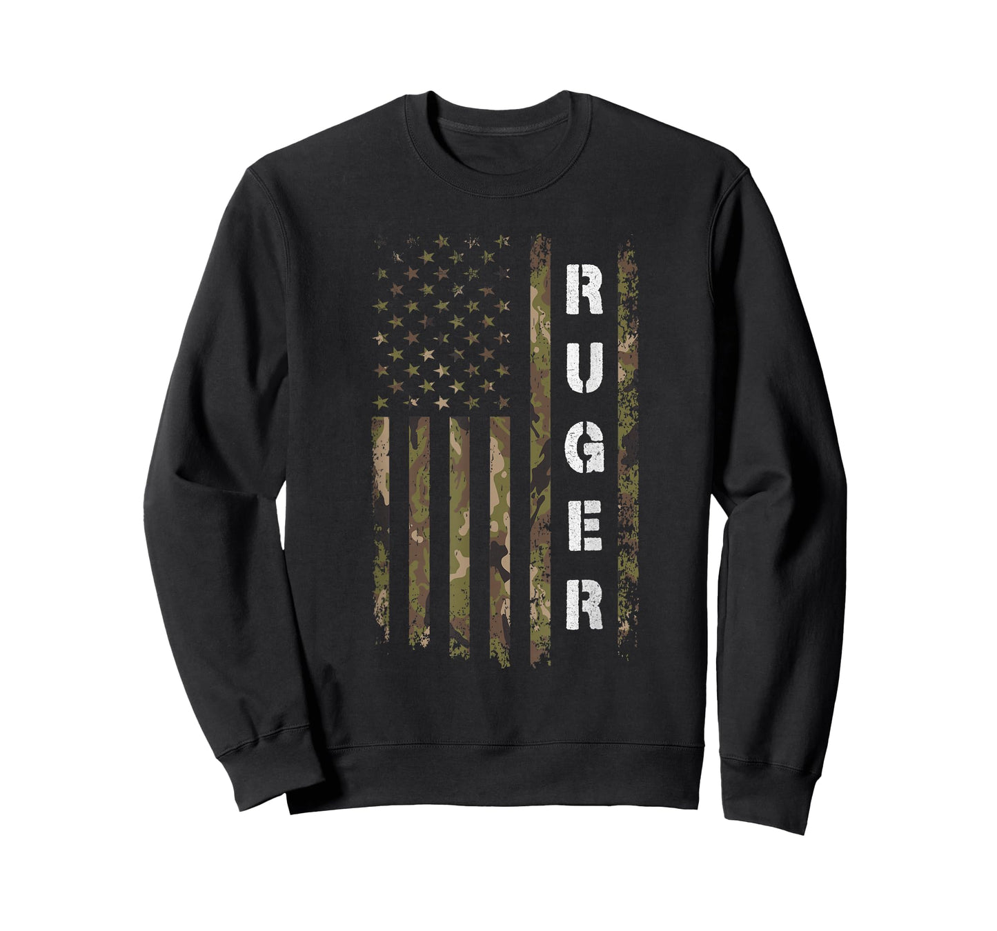 Retro Ruger Vintage Camouflage American Flag Matching Name T-Shirt