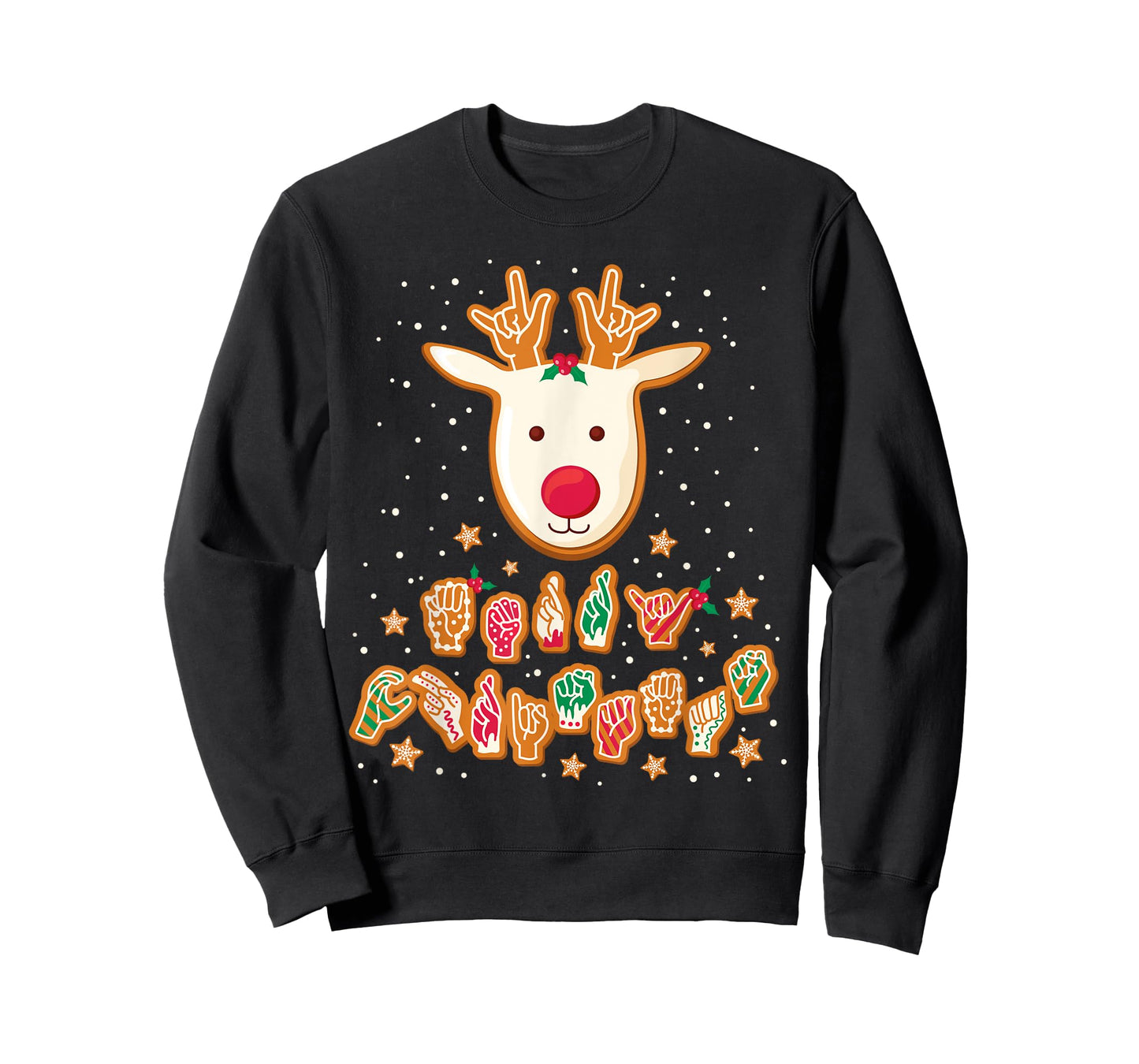 ASL Christmas Reindeer American Sign Language Gingerbread T-Shirt