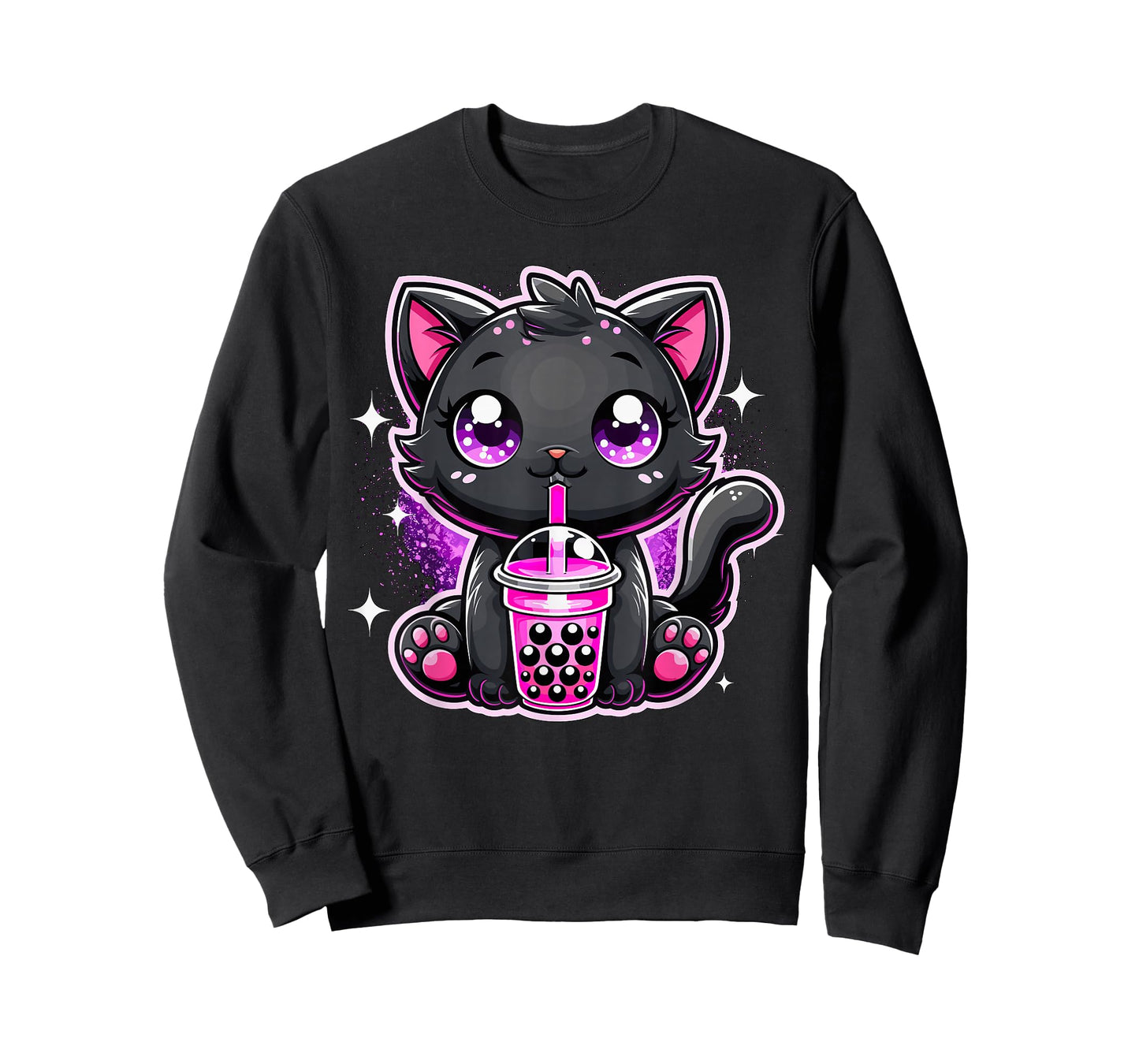 Black Cat Bubble Tea Boba Tea T-Shirt