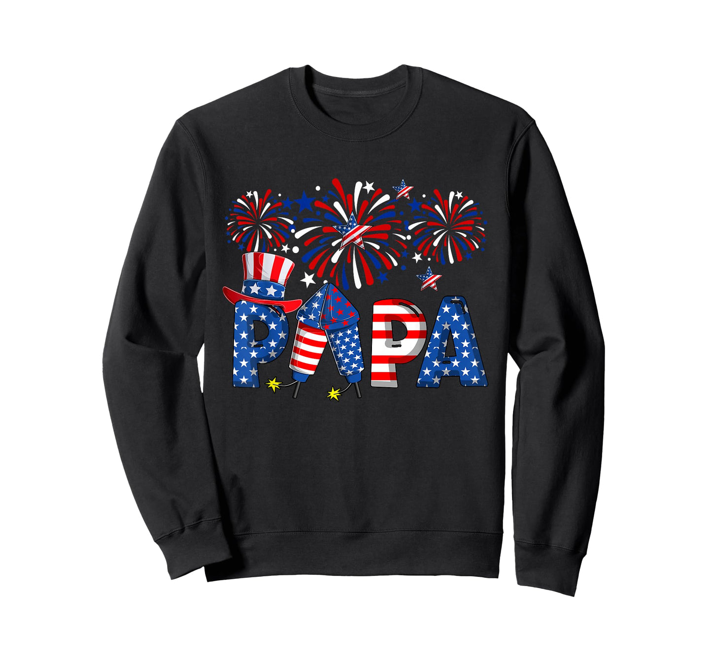 PAPA 4th July US Flag Firecracker Fireworks Lover Patriotic T-Shirt