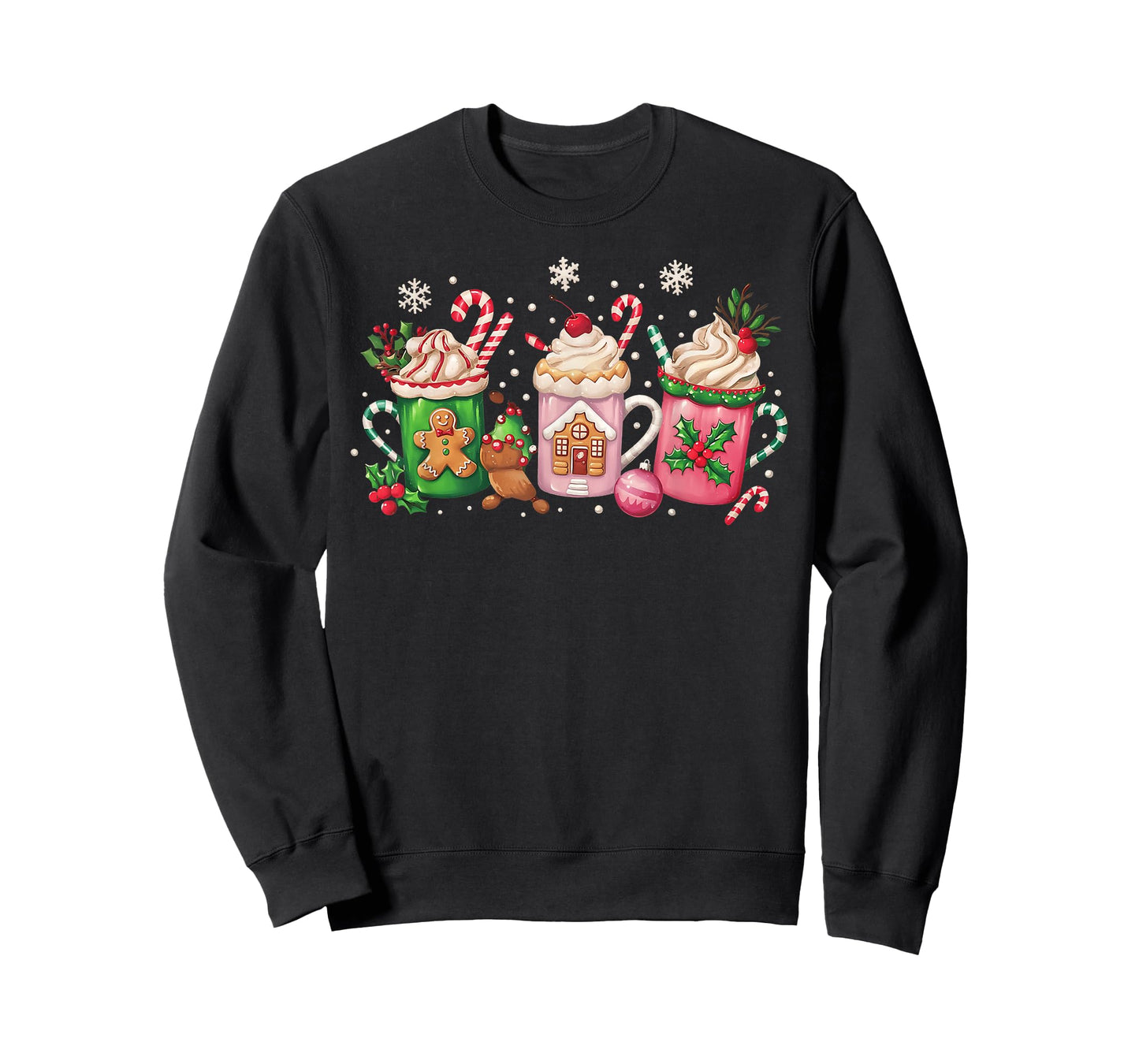 Coffee Christmas Gingerbread Pink Women Latte Cozy Winter T-Shirt