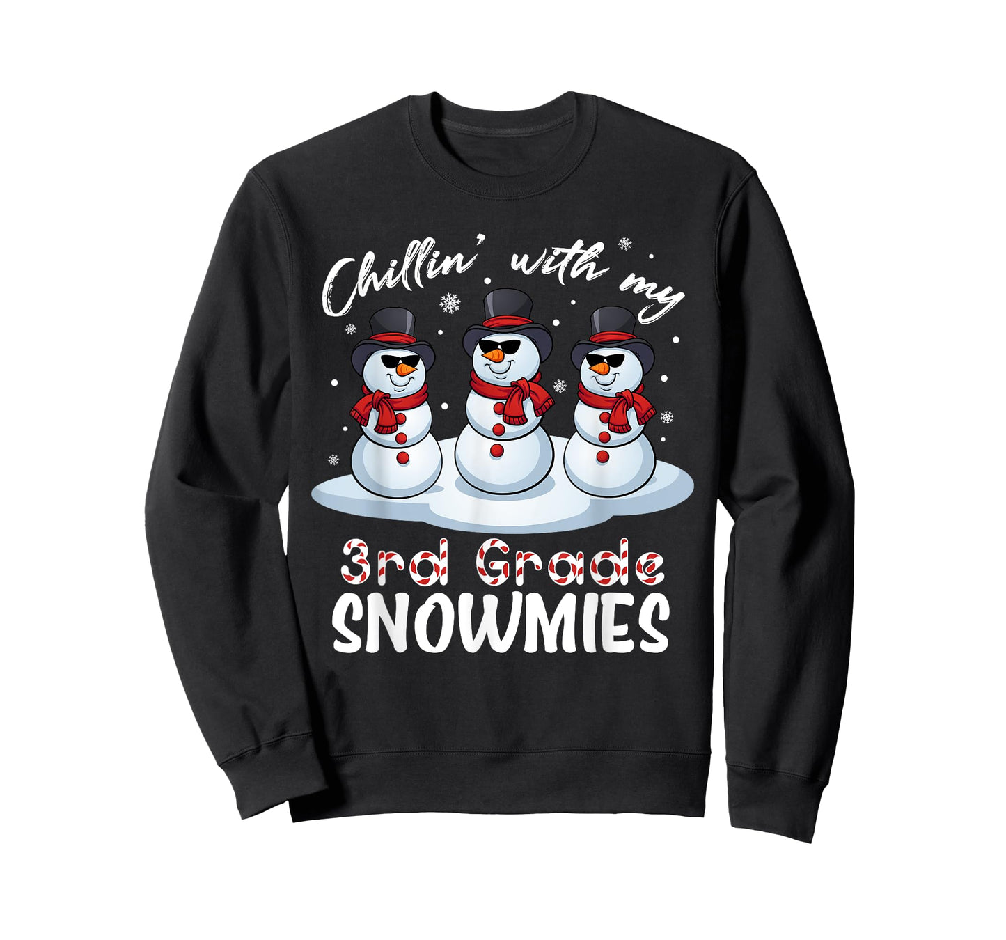 Chillin With My 3rd Grade Snowmies Teacher Xmas Pajamas T-Shirt for Men Women