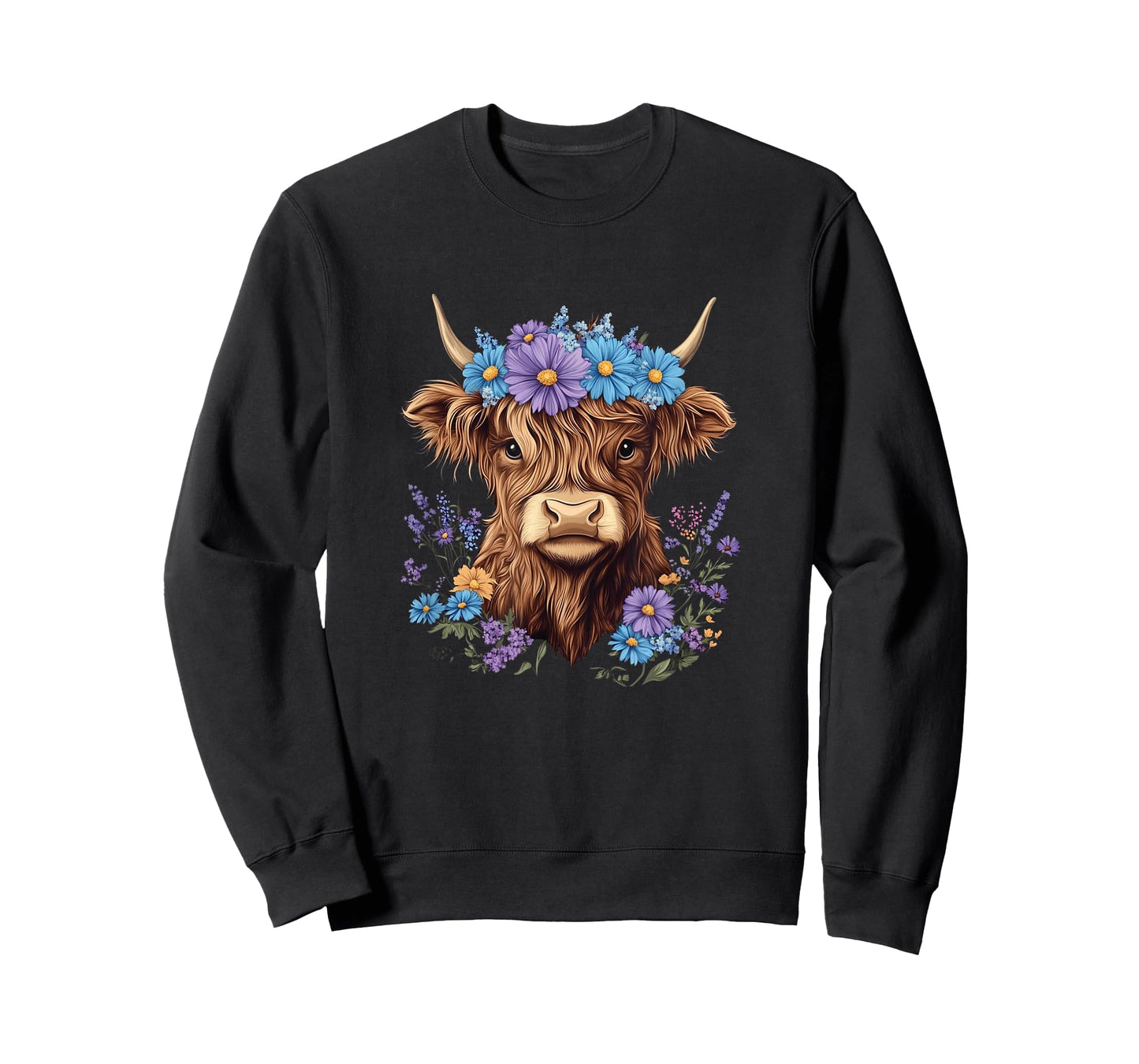 Cow Scottish Highland Cow Western Flower Farm Farmer Women T-Shirt