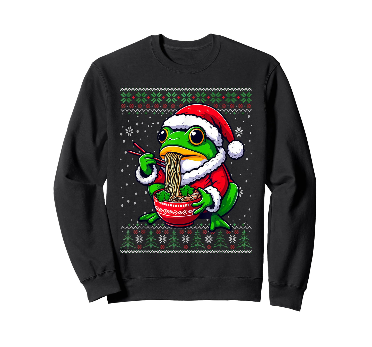 Christmas Frog Eating Ramen Ugly Christmas Sweater T-Shirt