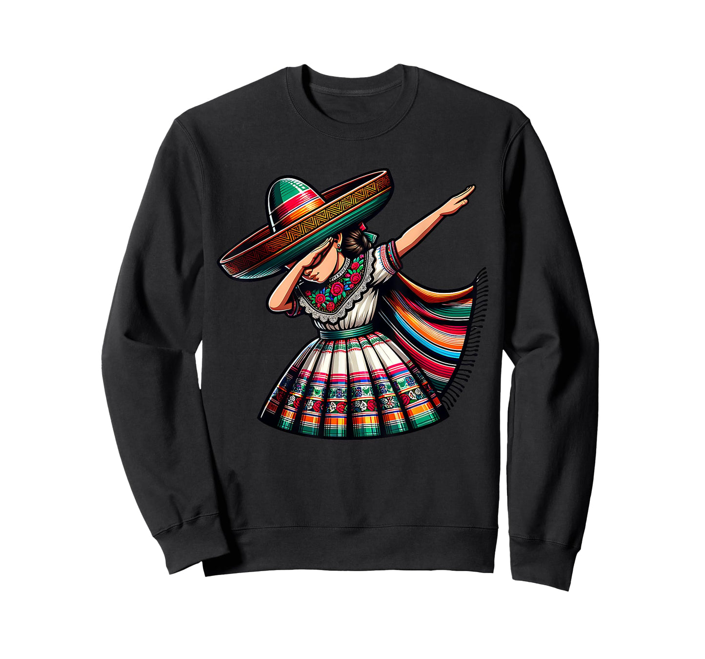 Funny Dabbing Mexican Poncho Sombrero Cinco de Mayo Girl T-Shirt