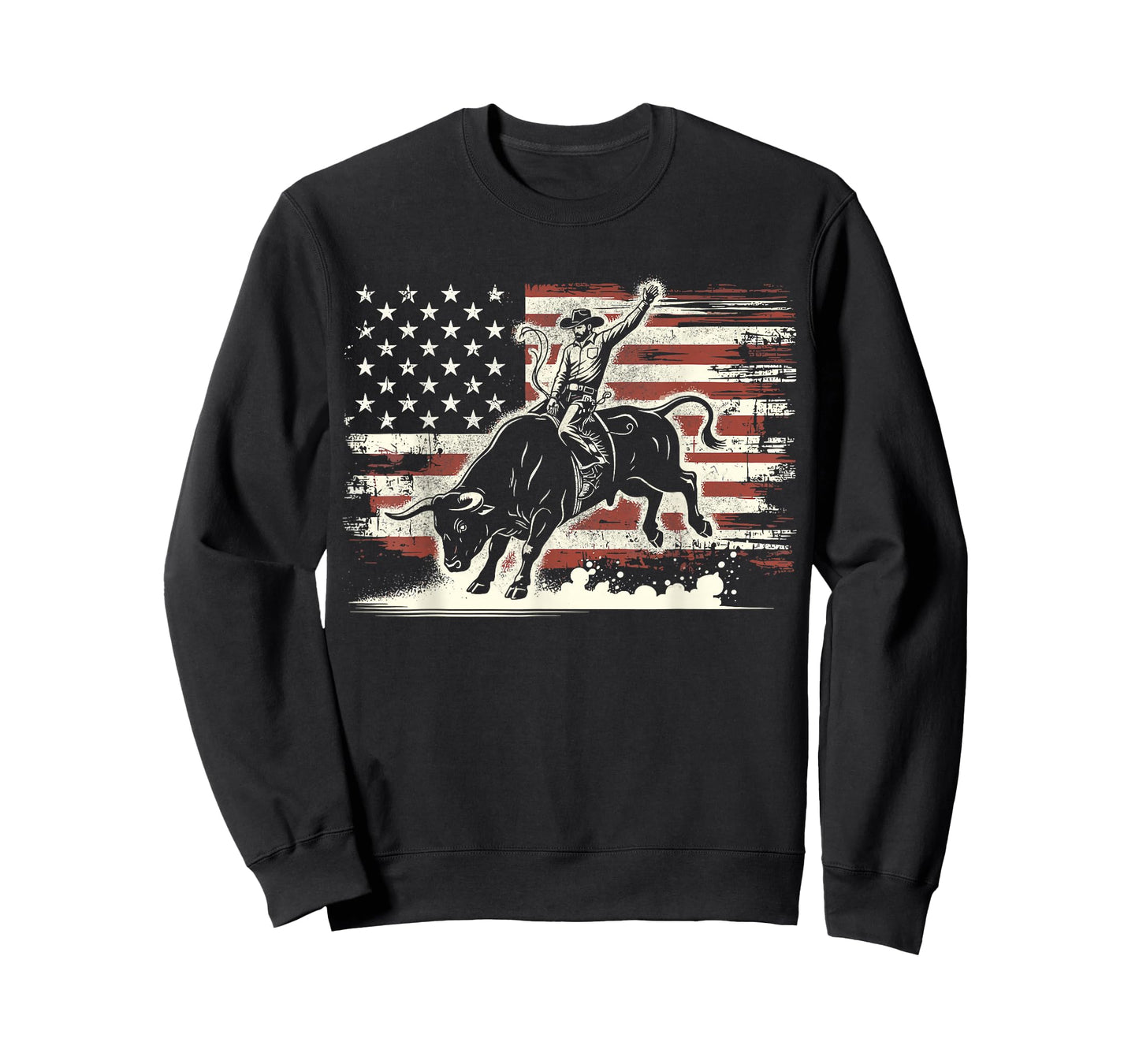 Rodeo Rider Bull Patriotic Cowboy USA Flag T-Shirt