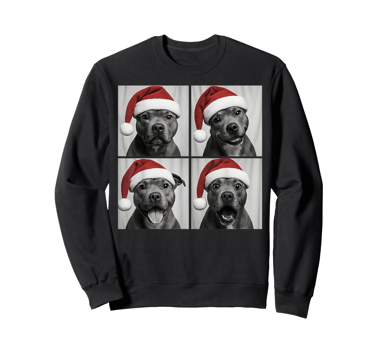 Funny Christmas Staffordshire Bull Terrier Santa Photo Booth T-Shirt