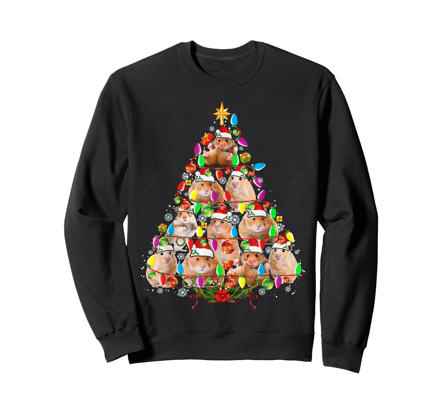 Hamsters Christmas Tree Santa Hamsters Christmas Lights T-Shirt