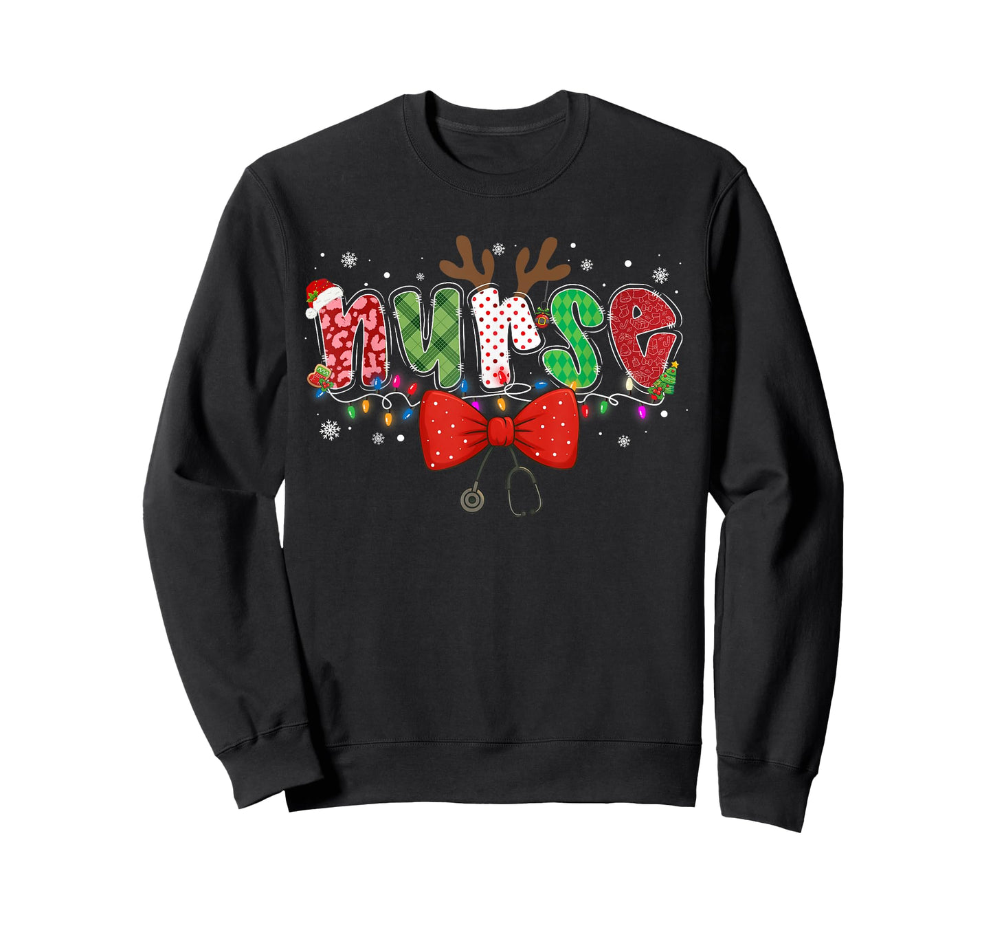 Christmas Nurse Coquette Bow Stethoscope Reindeer Nursing T-Shirt