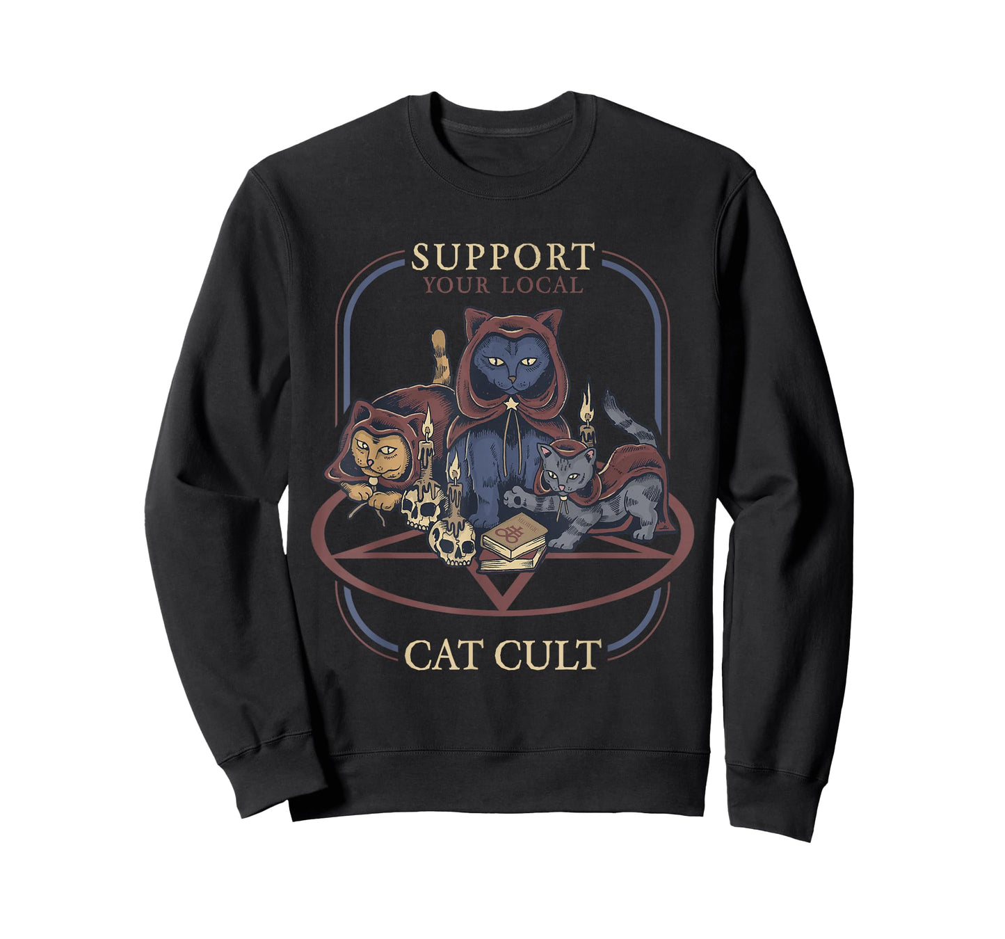 Support Your Local Cat Cult - Retro Occult T-Shirt Small