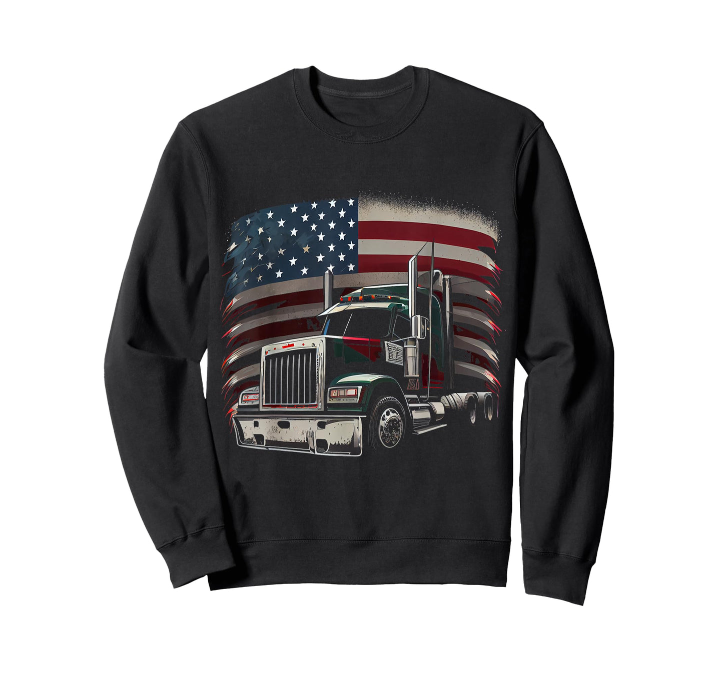 US American Flag Truck Driver 18 Wheeler Trucker Gift T-Shirt