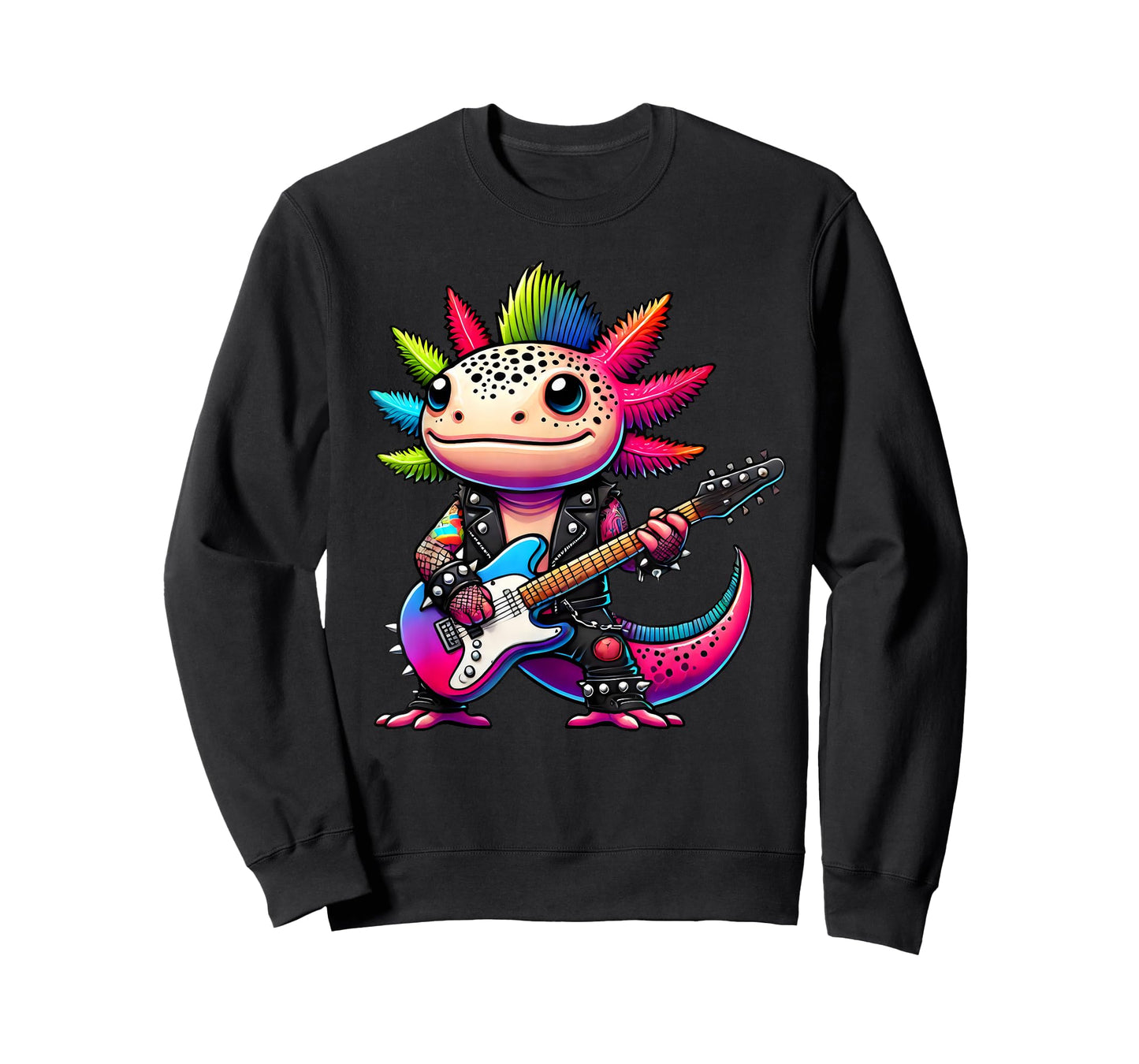 Cute Punk Axolotl, Rock'n Roll Goth Kawaii Guitar Band Funny T-Shirt