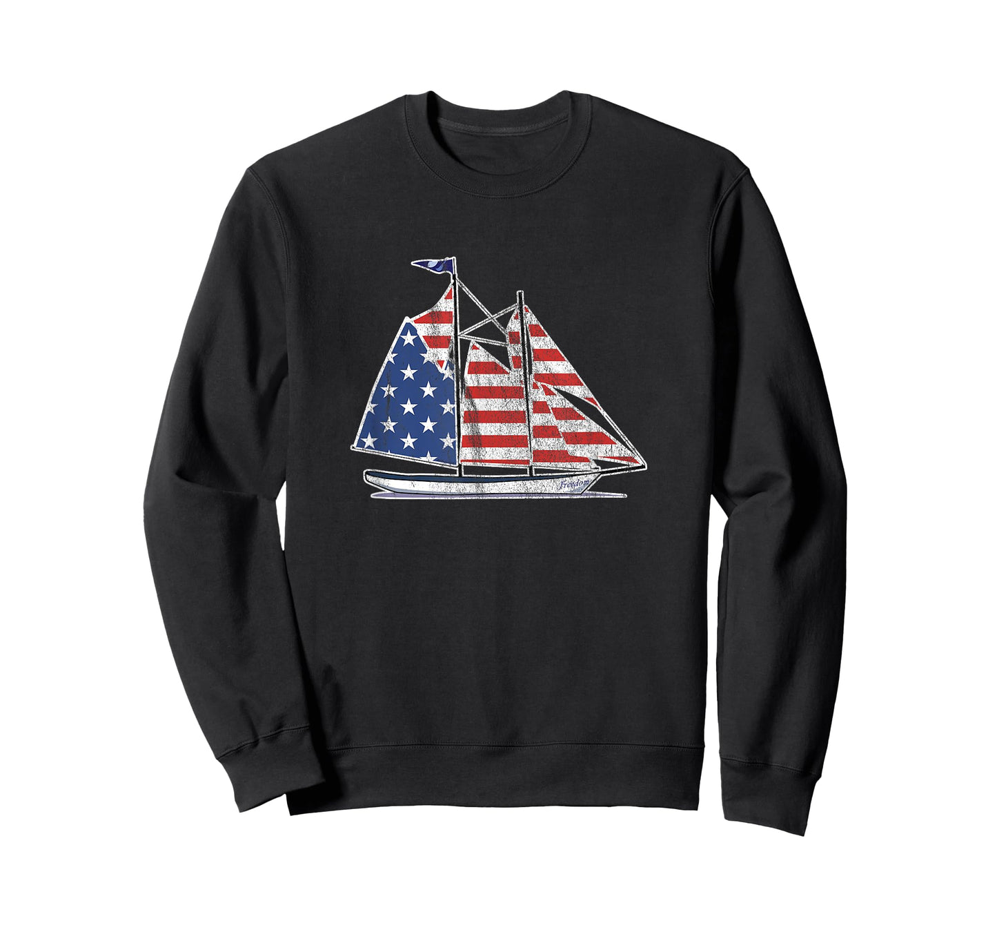 Sailboat USA American Flag Distressed Sailing Sail Boat T-Shirt
