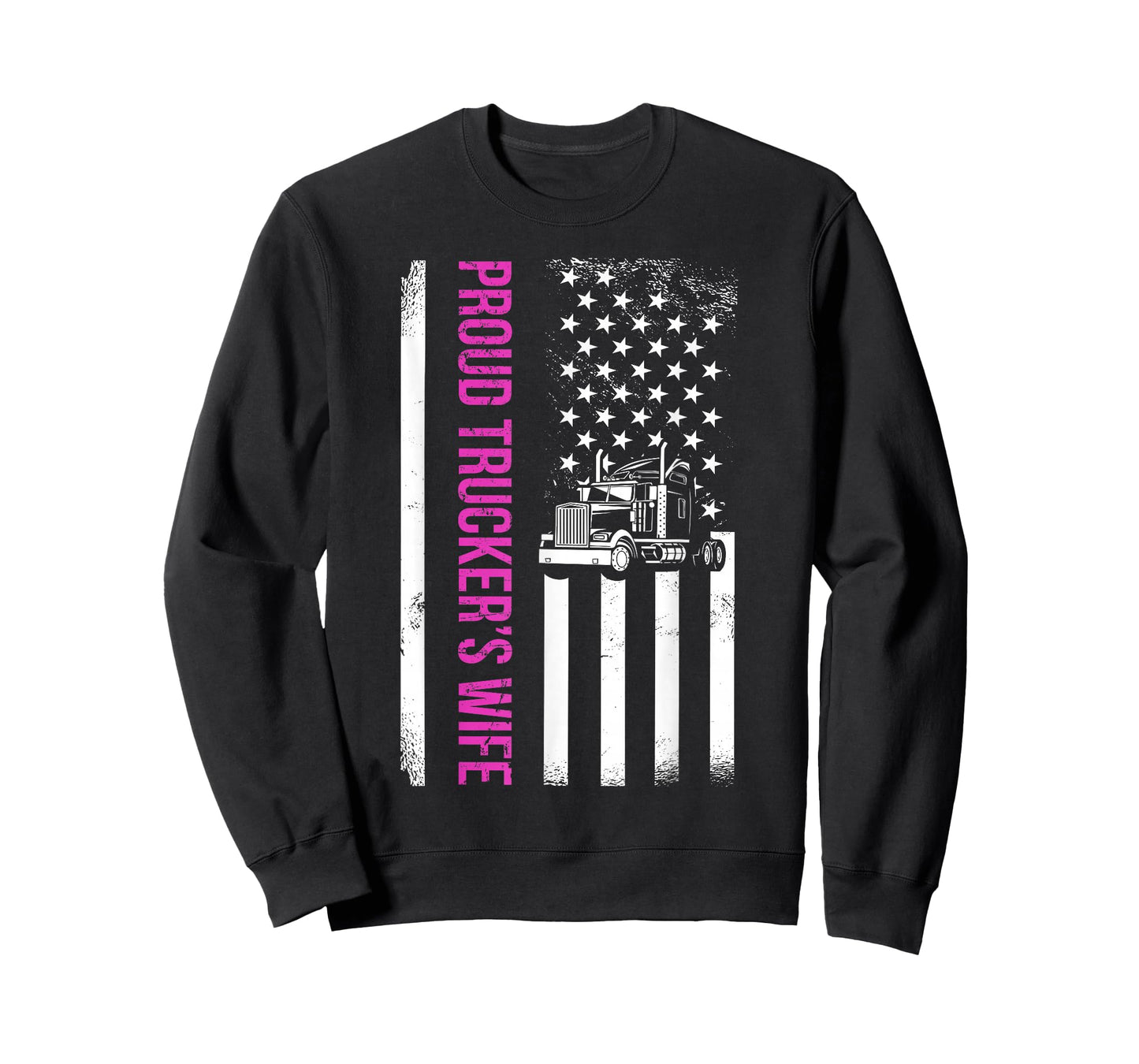 Proud Truckers Wife Semi-trailer American Flag Trucker T-Shirt