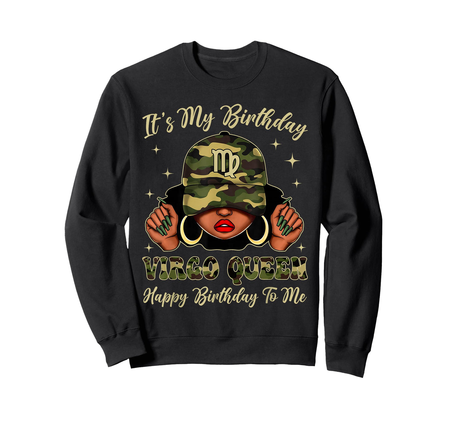 Virgo Queen Black Woman with Cap Camo It's My Birthday T-Shirt