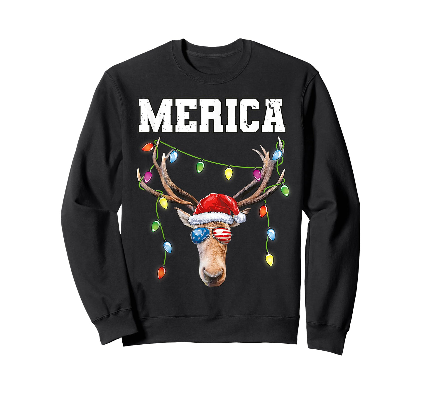 Merica Christmas Santa Buck Shirt USA Flag Patriotic T-Shirt