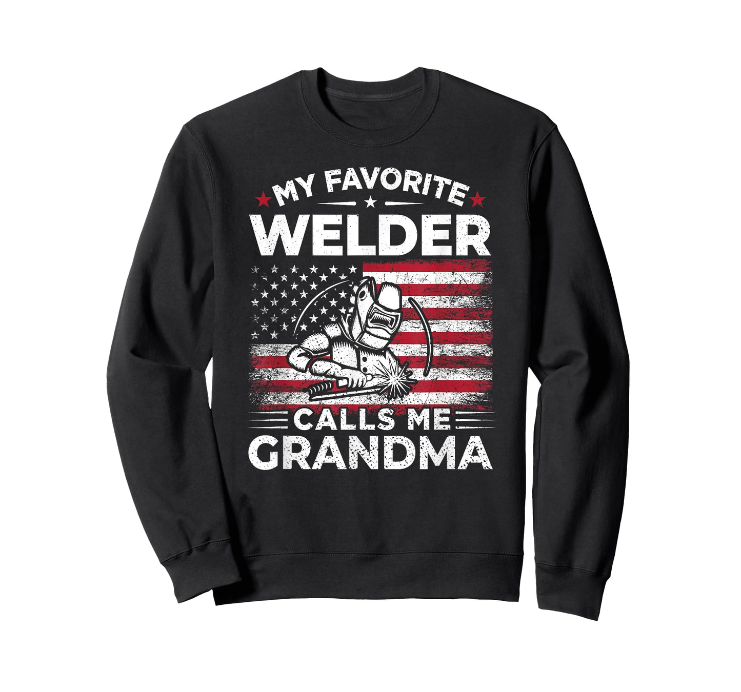 My Favorite Welder Calls Me Grandma USA Flag Grandma Gift T-Shirt for Women Men