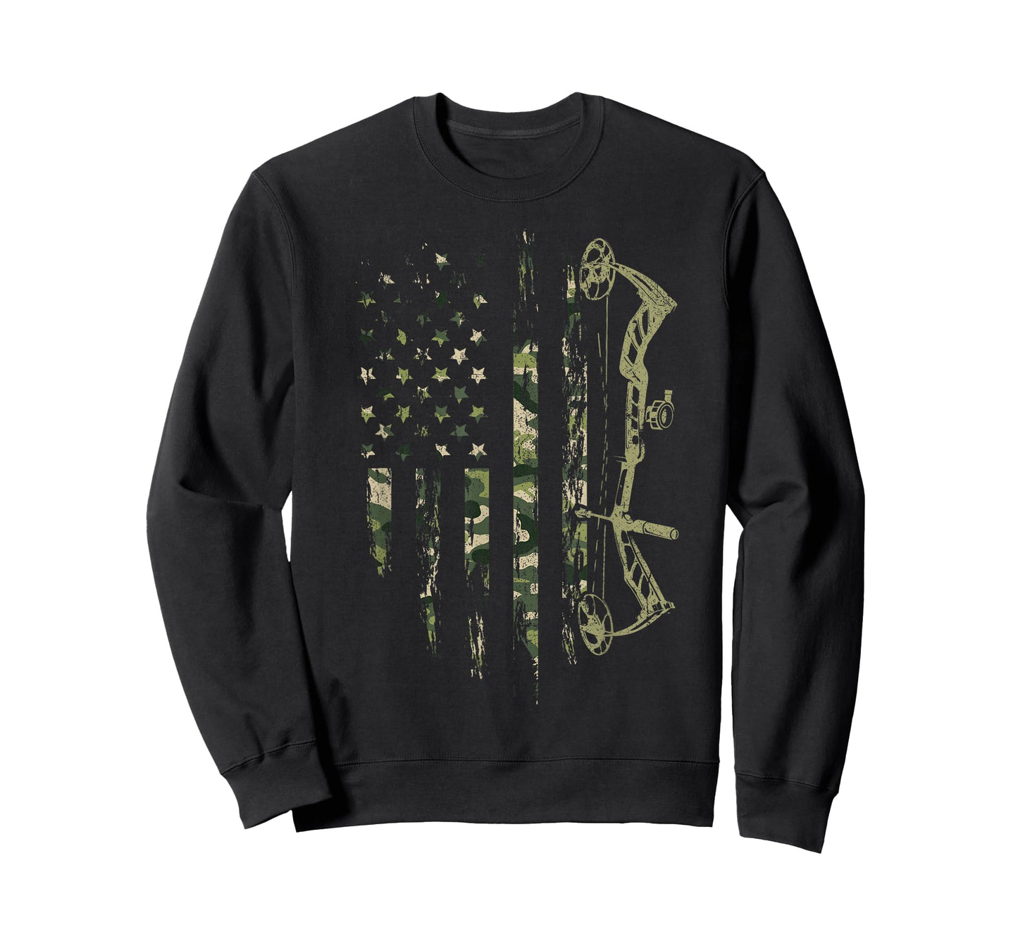 Camo American Flag Bowhunting Bow Archery Deer Hunting Gift T-Shirt