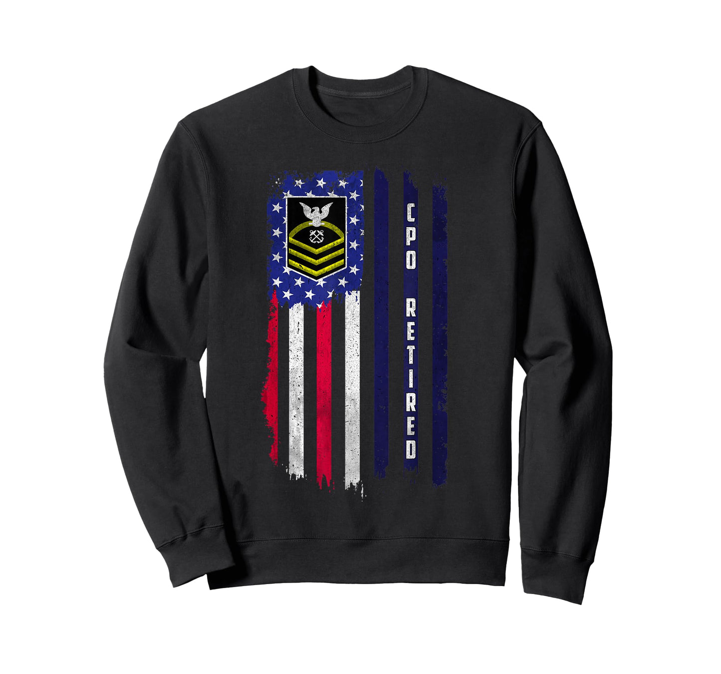 Retired E-7 Chief Petty Officer CPO Rank American Flag Papa T-Shirt