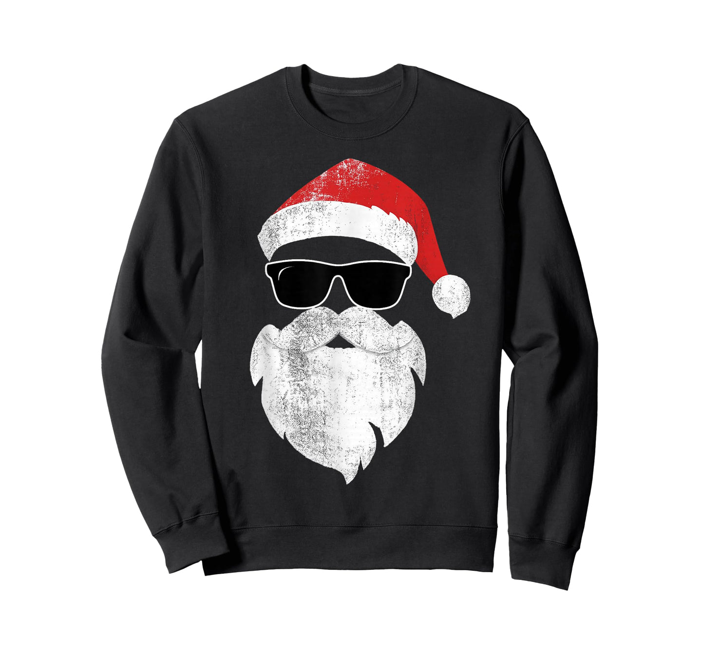 Funny Hipster Santa Face with Hat Beard & Glasses Christmas T-Shirt