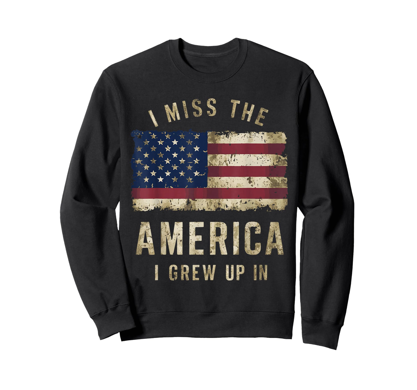 I Miss The America I Grew Up In Vintage American Flag Retro T-Shirt