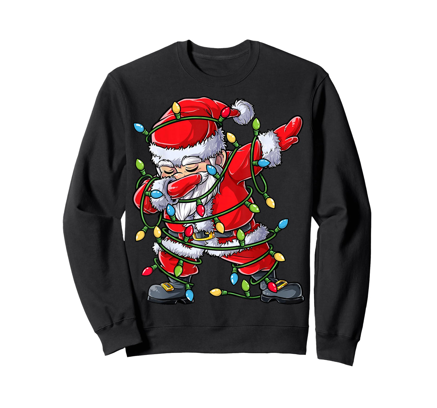 Dabbing Santa Christmas Tree Lights Xmas Gifts Boys Kids Dab Short Sleeve T-Shirt Black