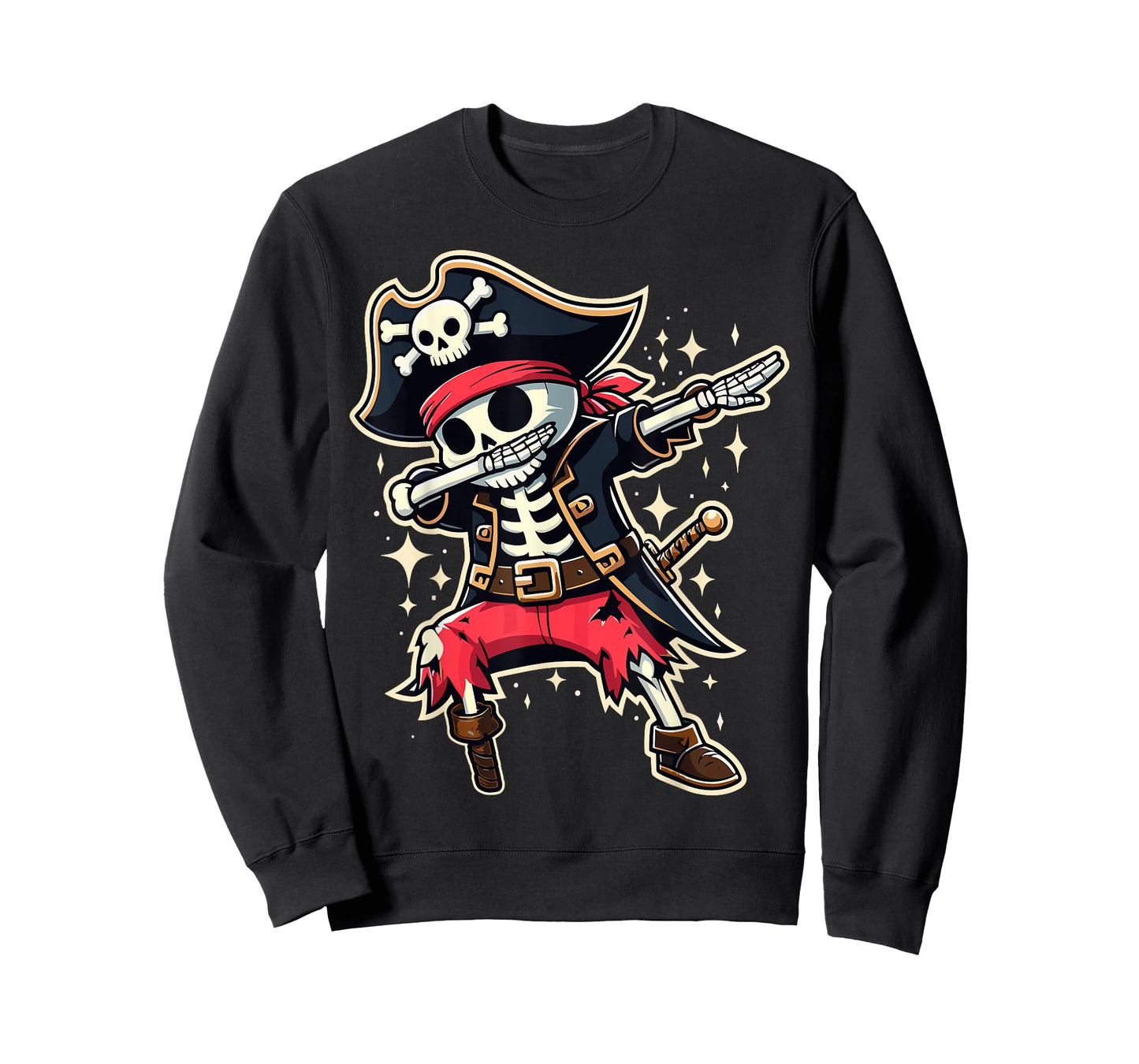 Dabbing Pirate Skeleton Funny Halloween T-Shirt