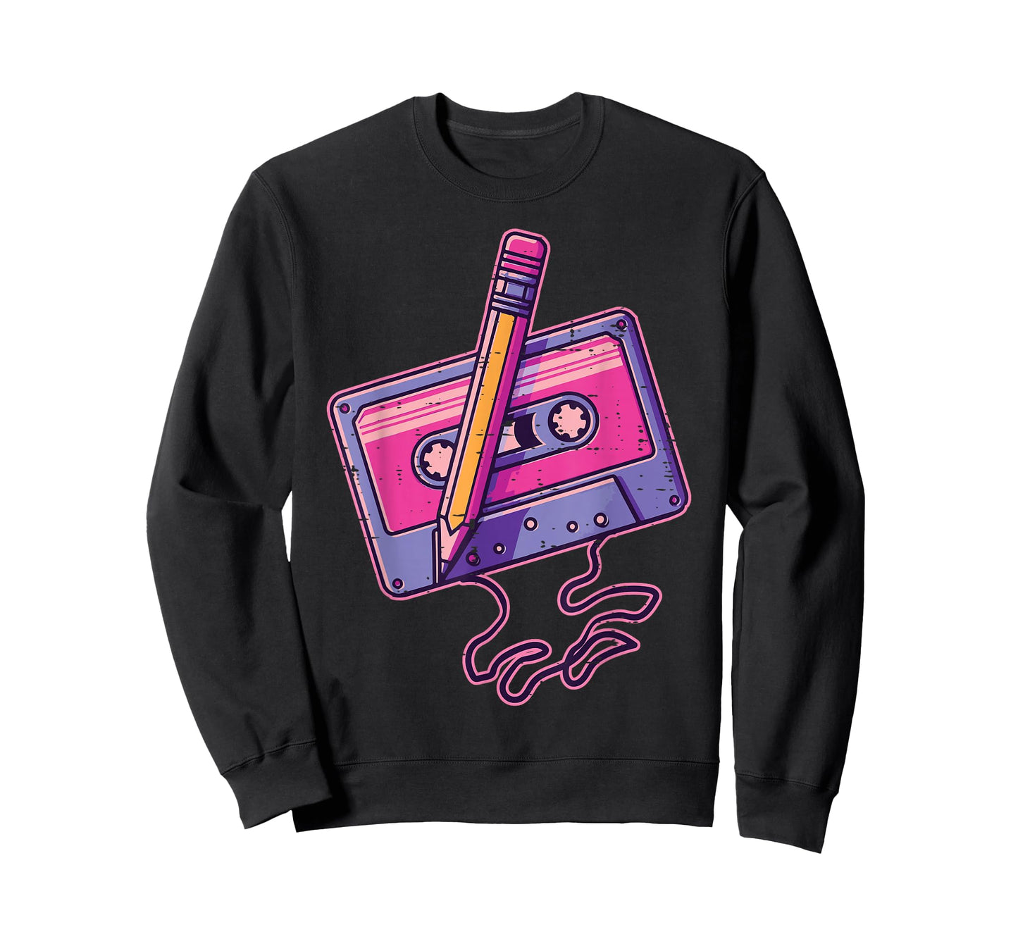 Casette Tape Pencil Funny 70s 80s 90s Music Women Men Kids T-Shirt
