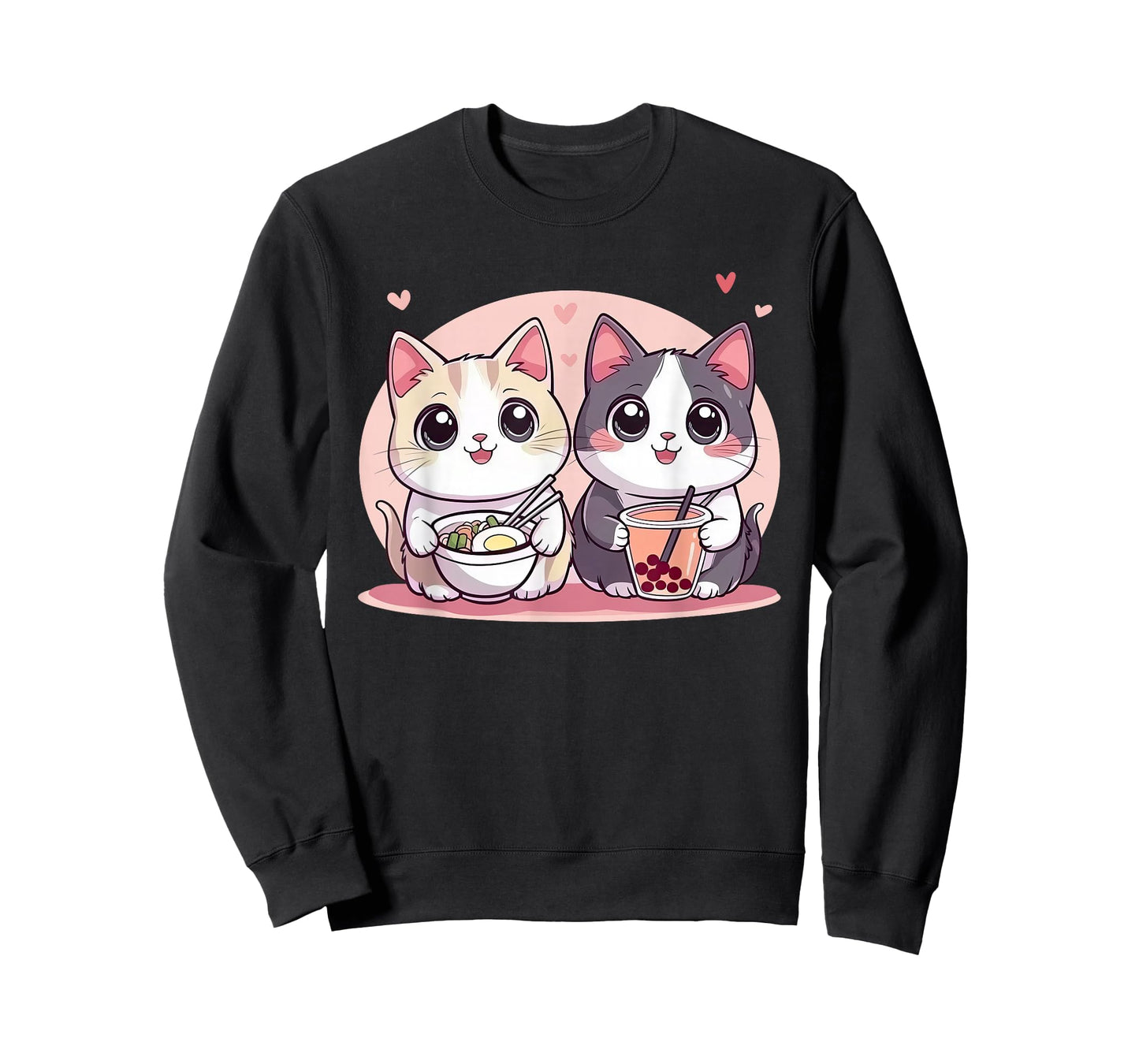 Cool Tees Funny Boba Ramen Cats Kawaii Anime Japan Cute Neko Cat T-Shirt