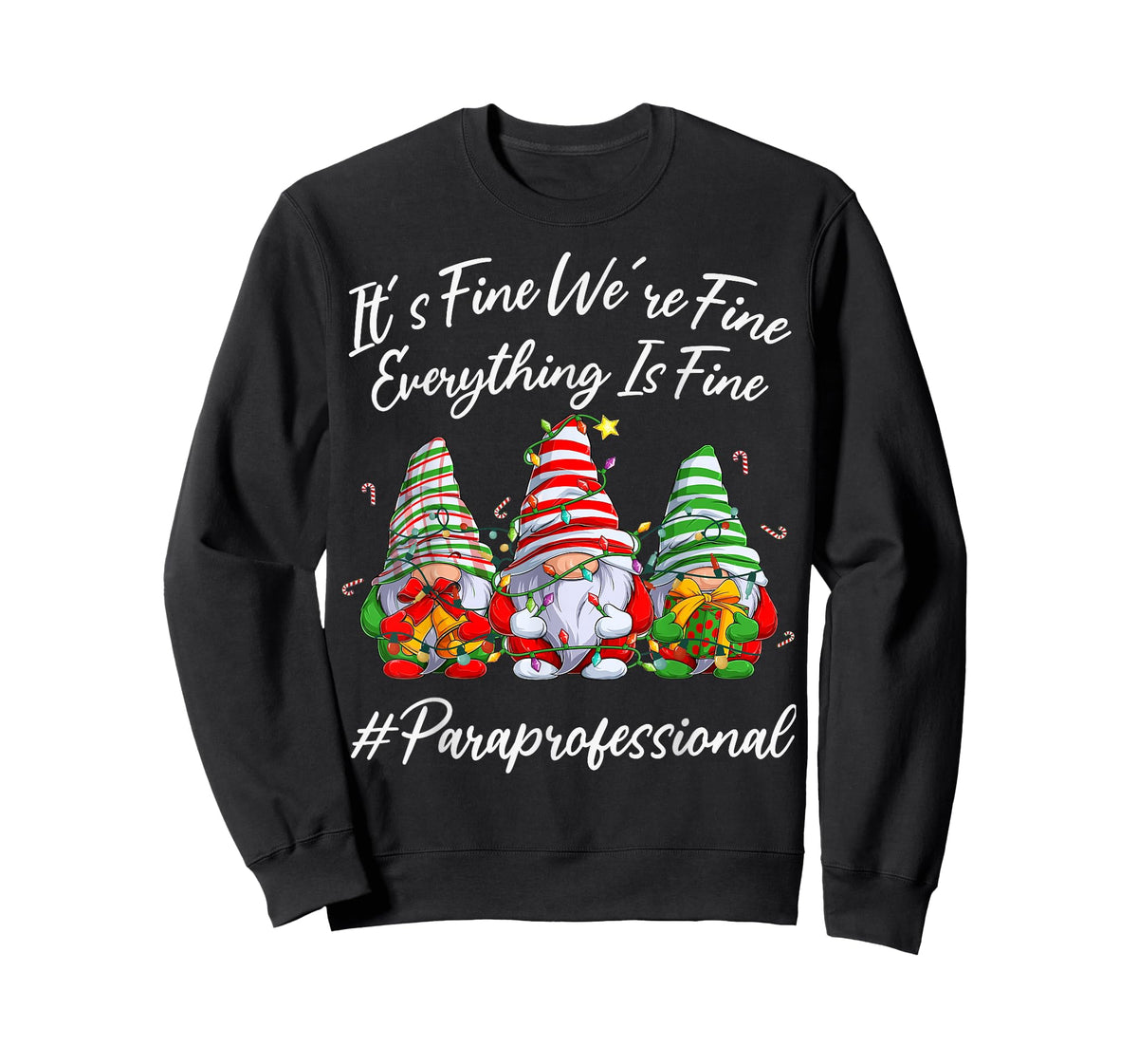 Paraprofessional Funny Everything Is Fine Christmas Gnomie T-Shirt