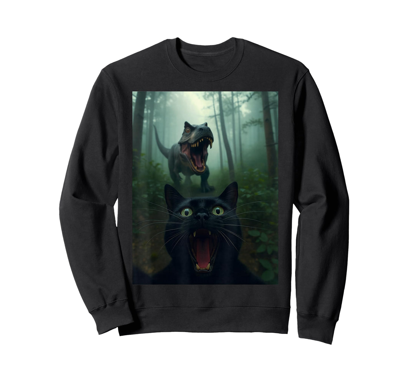 Funny Cat Selfie with T-Rex Dinosaur Gifts for Men Women Kid T-Shirt
