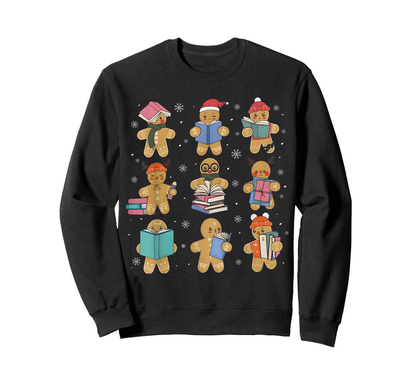 Christmas Library Gingerbread Man Books Lover Bookworm Gifts T-Shirt