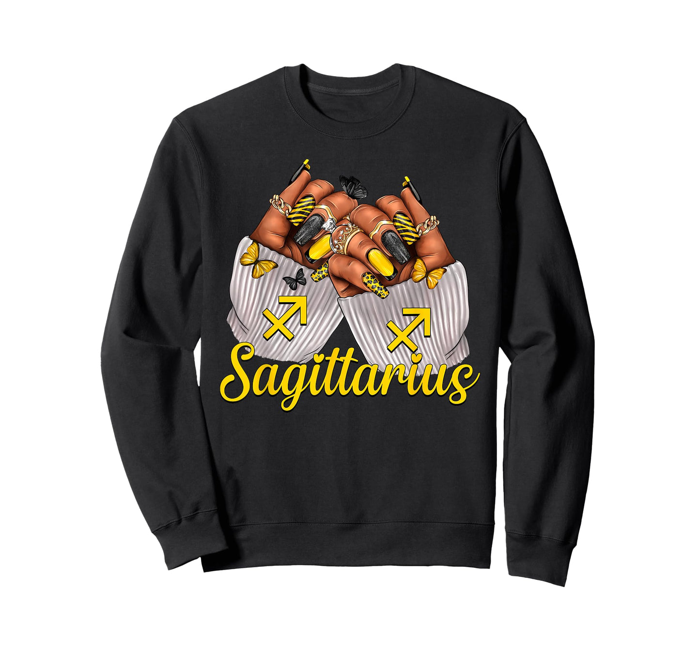 Sagittarius Black Women Nails Zodiac Birthday Queen T-Shirt