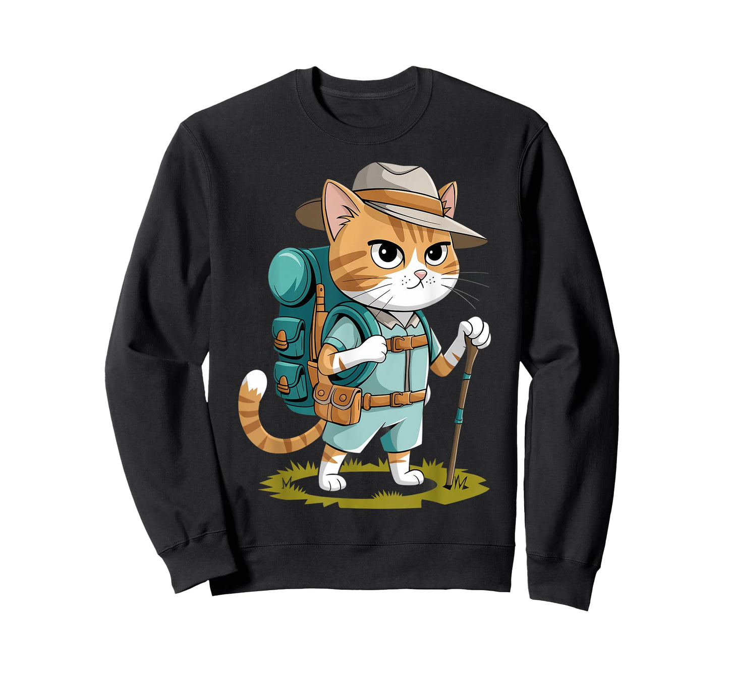 Funny Cat With Hiking Backpack Hiking Cat Adventure Graphic T-Shirt
