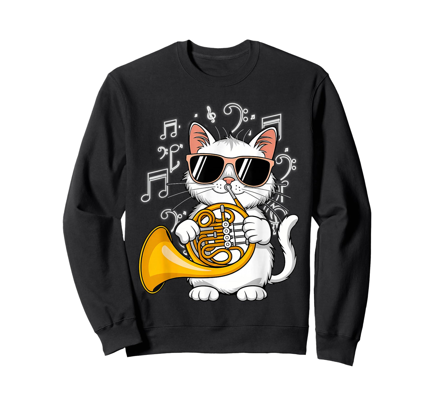 Cat French Horn Funny Cat Lover T-Shirt